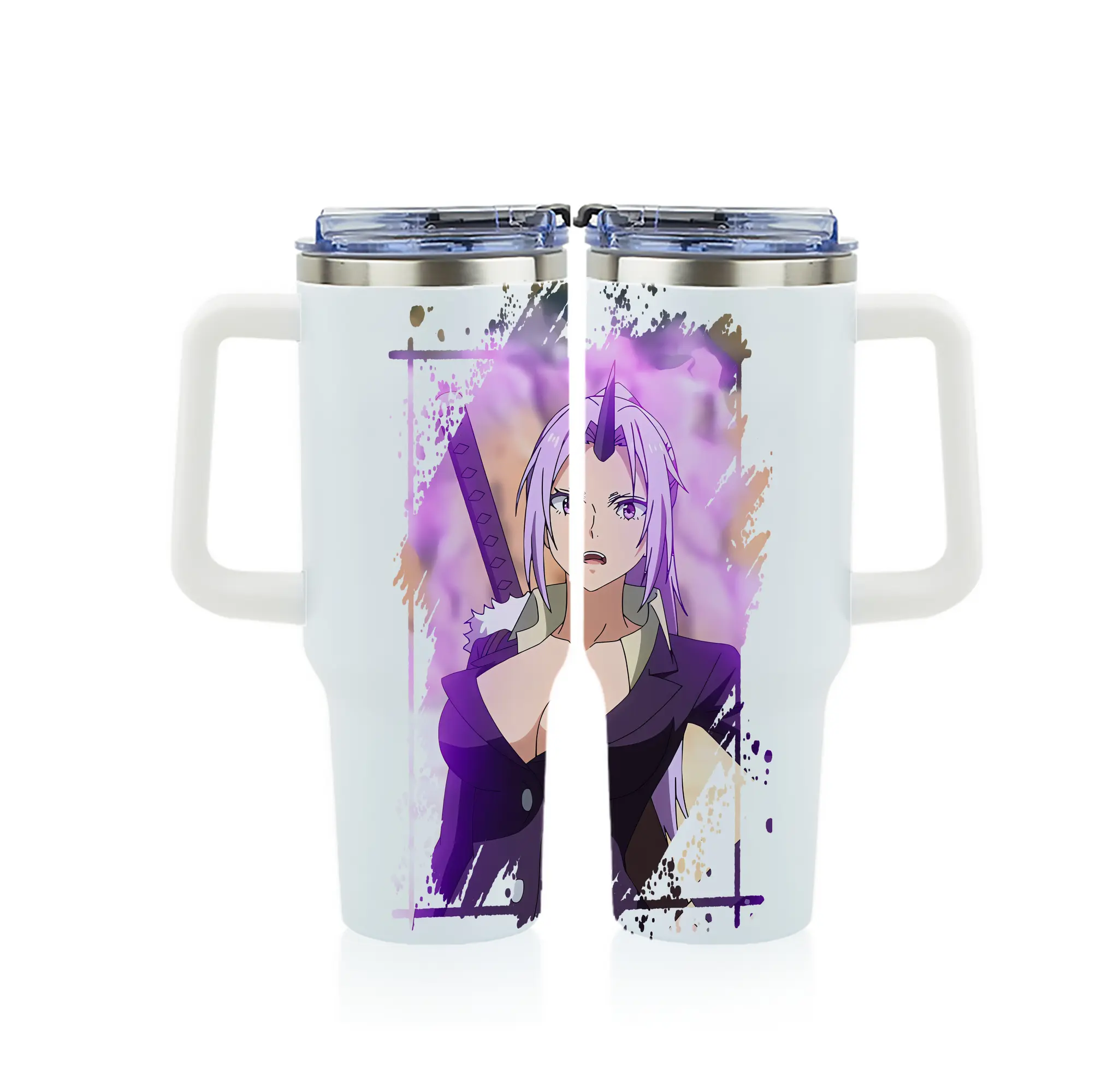 転生したらスライムだった件 グッズ,シオン - 1200mL フルプリント車用タンブラー ・ 304ステンレス 内側 ・ 201ステンレス 外側 ・ 保温 保冷 ・ 通勤 ドライブ アウトドア用