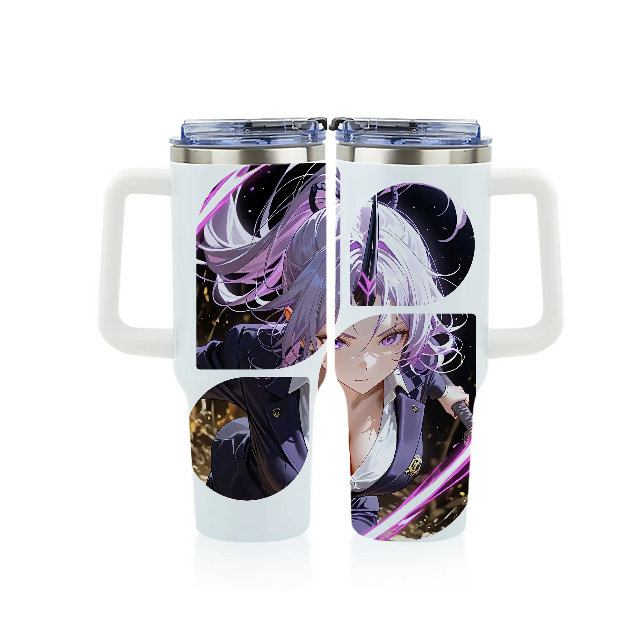 転生したらスライムだった件 グッズ,シオン - 1200mL フルプリント車用タンブラー ・ 304ステンレス 内側 ・ 201ステンレス 外側 ・ 保温 保冷 ・ 通勤 ドライブ アウトドア用