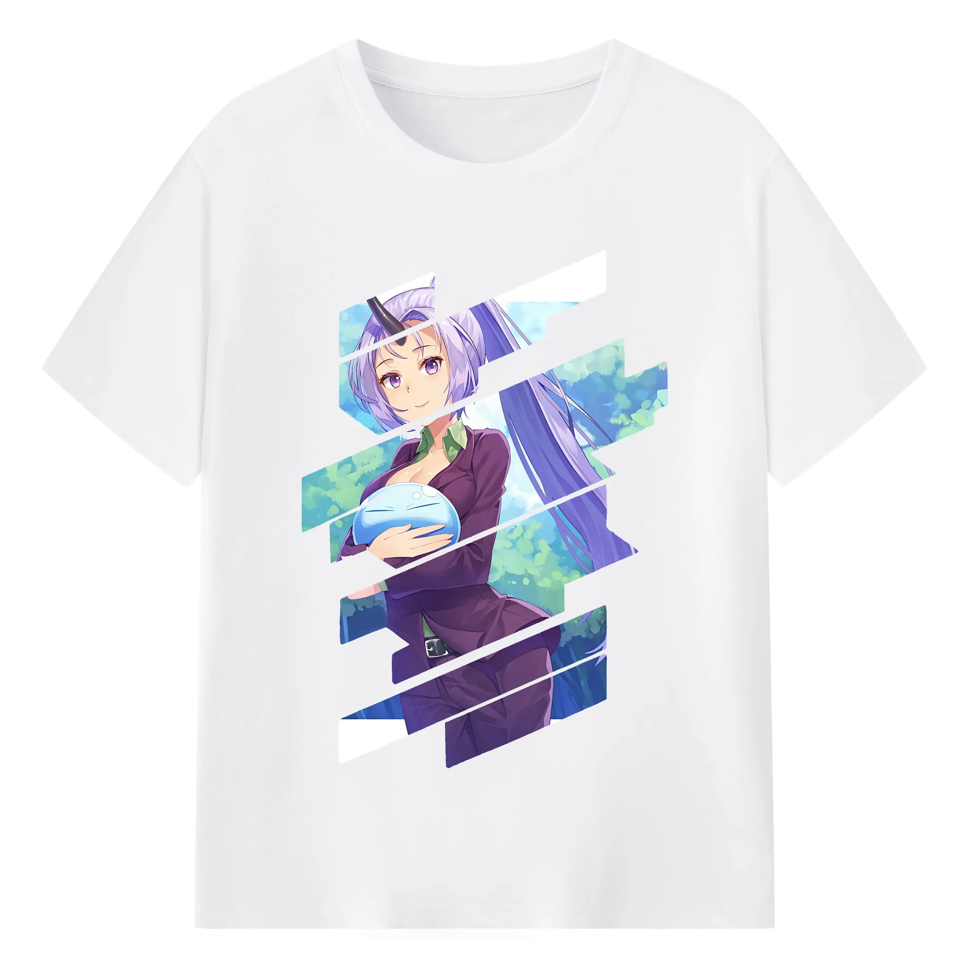 転生したらスライムだった件 グッズ,シオン - 綿100％ 半袖Tシャツ ・ フロントプリント ・ 快適 通気性 ・ 日常使い 散歩 スポーツ用