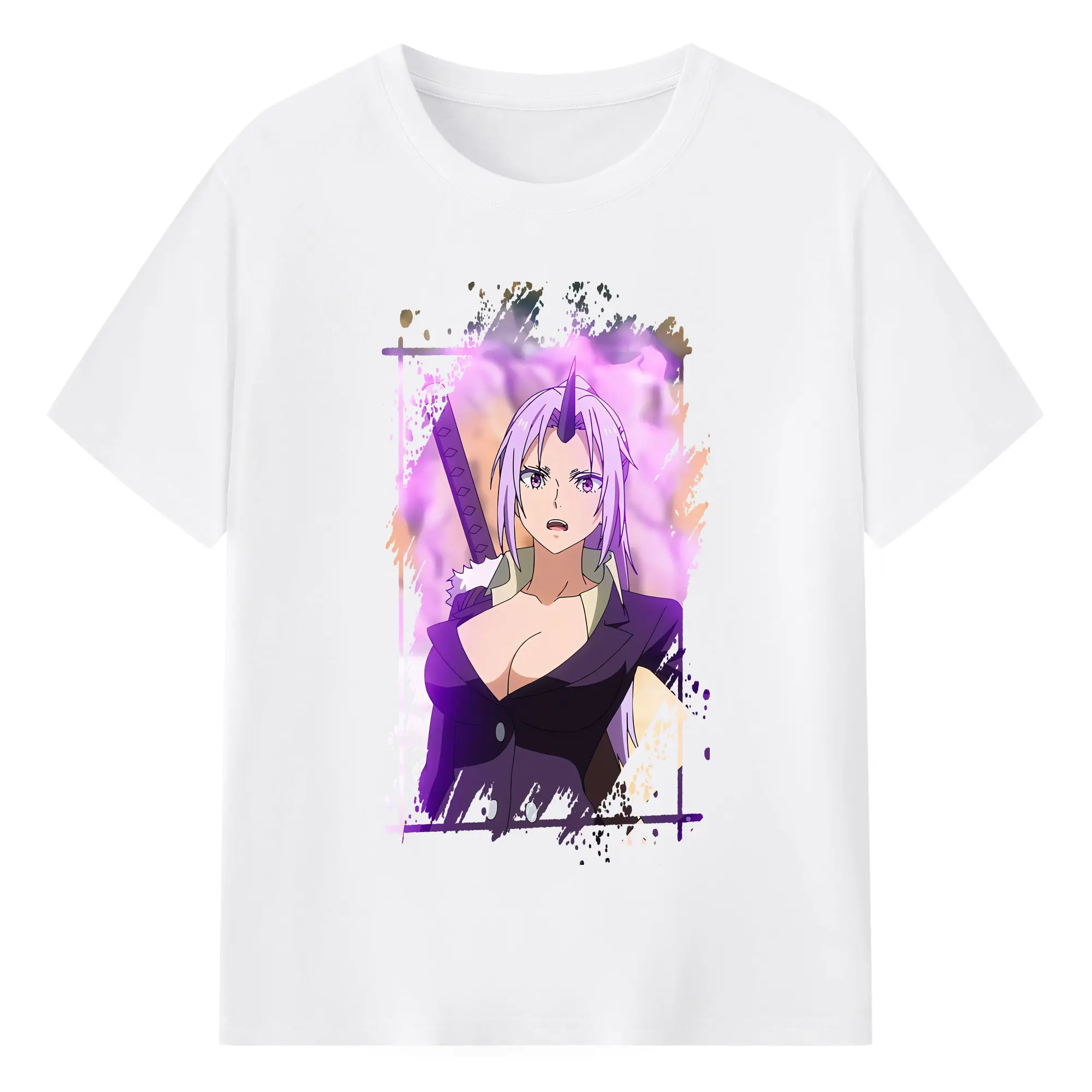 転生したらスライムだった件 グッズ,シオン - 綿100％ 半袖Tシャツ ・ フロントプリント ・ 快適 通気性 ・ 日常使い 散歩 スポーツ用