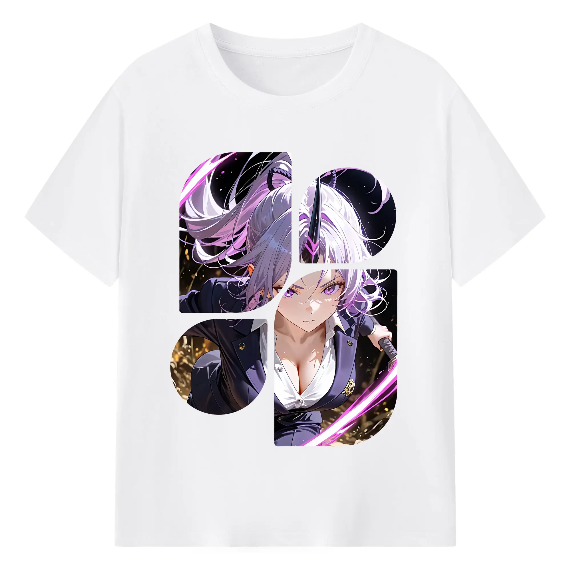 転生したらスライムだった件 グッズ,シオン - 綿100％ 半袖Tシャツ ・ フロントプリント ・ 快適 通気性 ・ 日常使い 散歩 スポーツ用