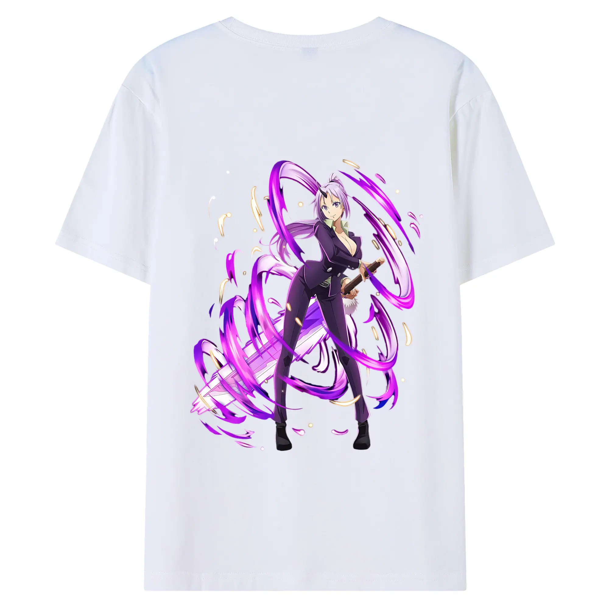 転生したらスライムだった件 グッズ,シオン - 綿100％ 半袖Tシャツ ・ バックプリント ・ 快適 通気性 ・ 日常使い 散歩 スポーツ用