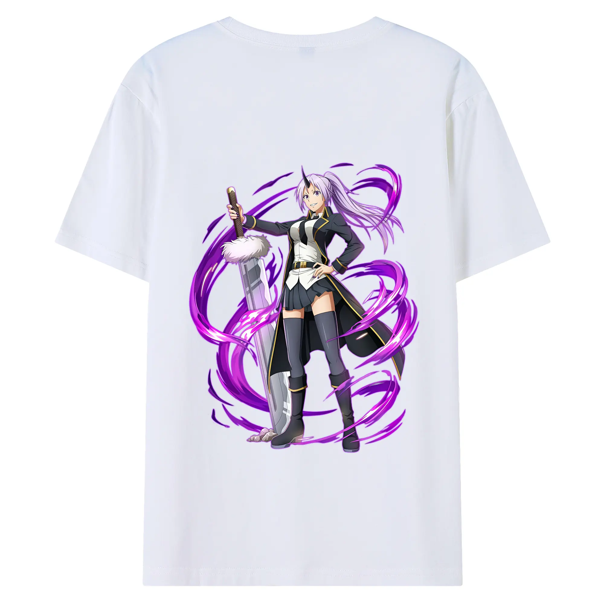 転生したらスライムだった件 グッズ,シオン - 綿100％ 半袖Tシャツ ・ バックプリント ・ 快適 通気性 ・ 日常使い 散歩 スポーツ用