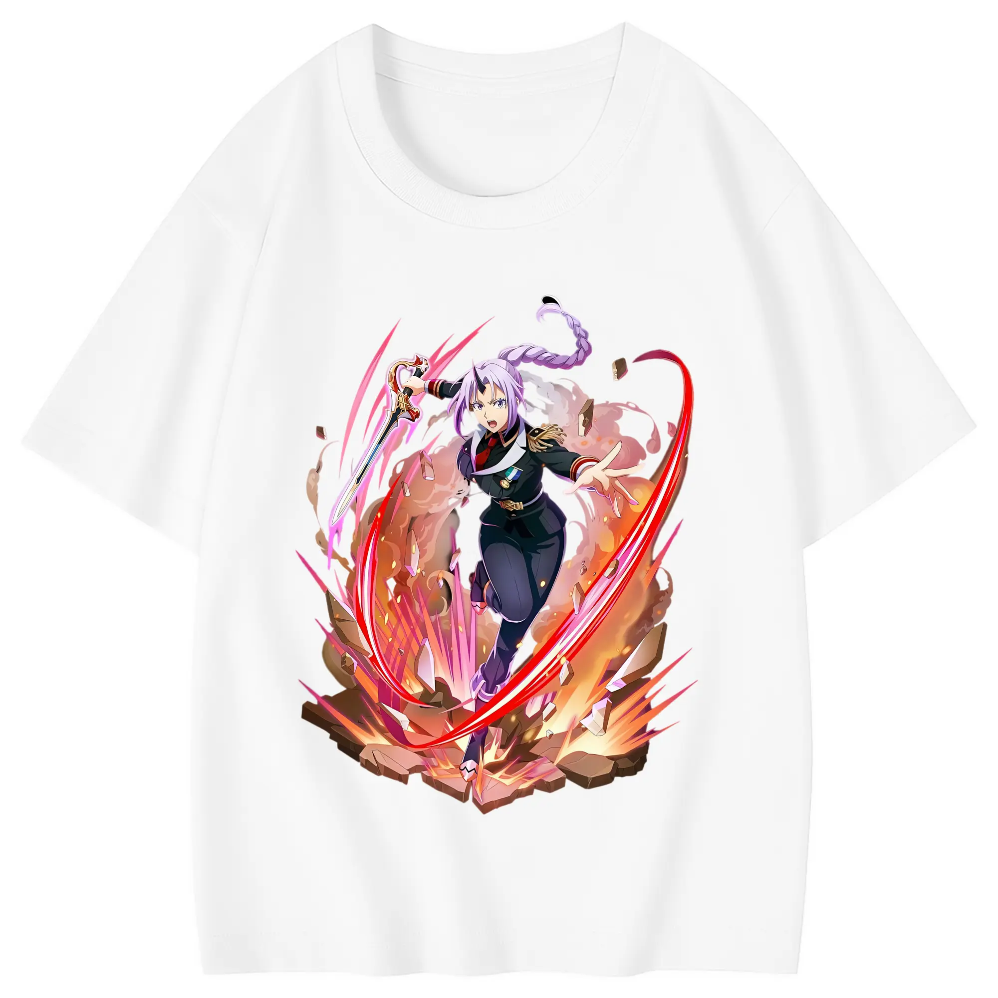 転生したらスライムだった件 グッズ,シオン - 綿100％ キッズTシャツ ・ フロントプリント ・ 快適 通気性 ・ スポーツ カジュアル 散歩用