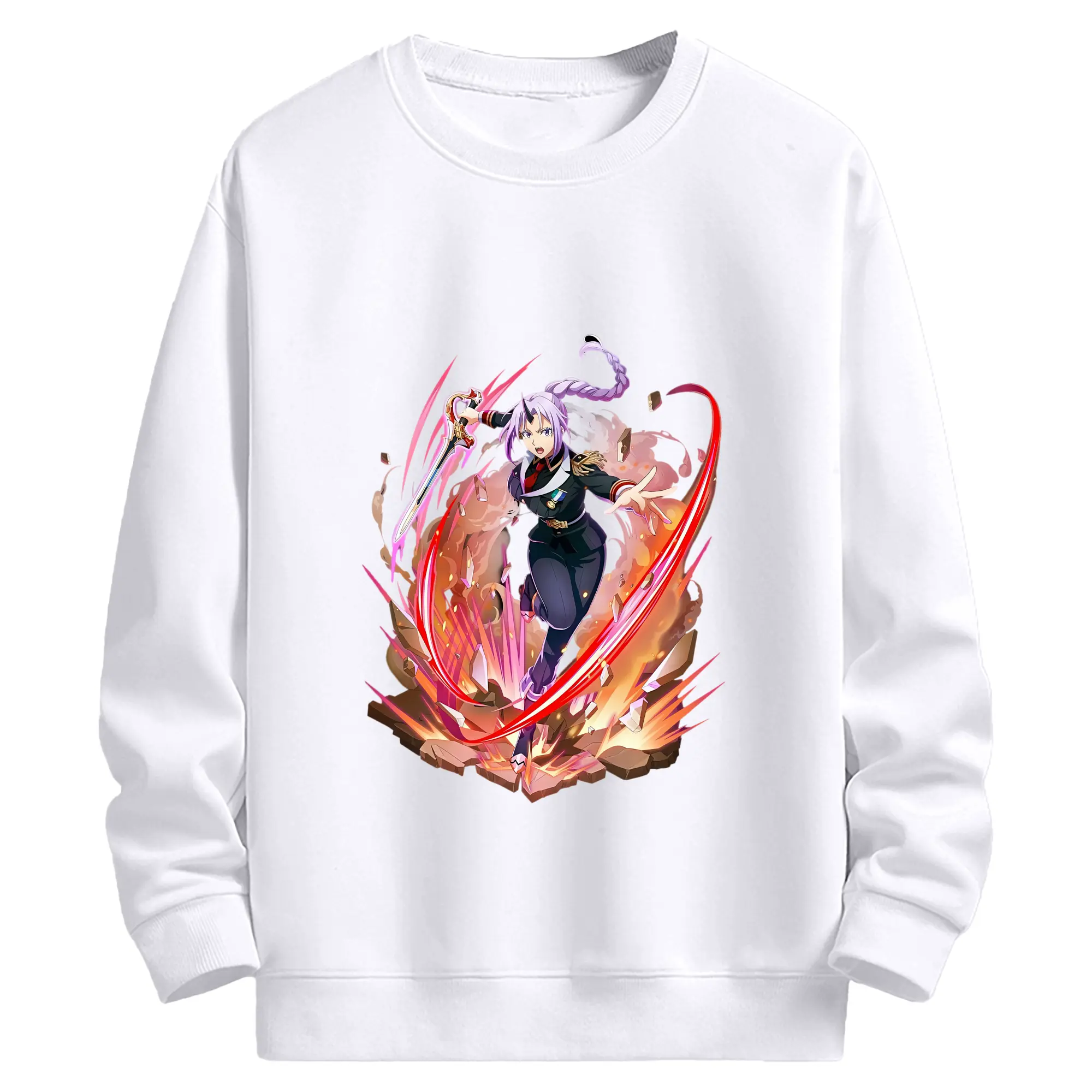 転生したらスライムだった件 グッズ,シオン - 高品質 クルーネック スウェット ・ コットン59％ ポリエステル41％ ・ ユニセックス 長袖 トレーナー ・ カジュアル デイリー スポーツ 散歩用