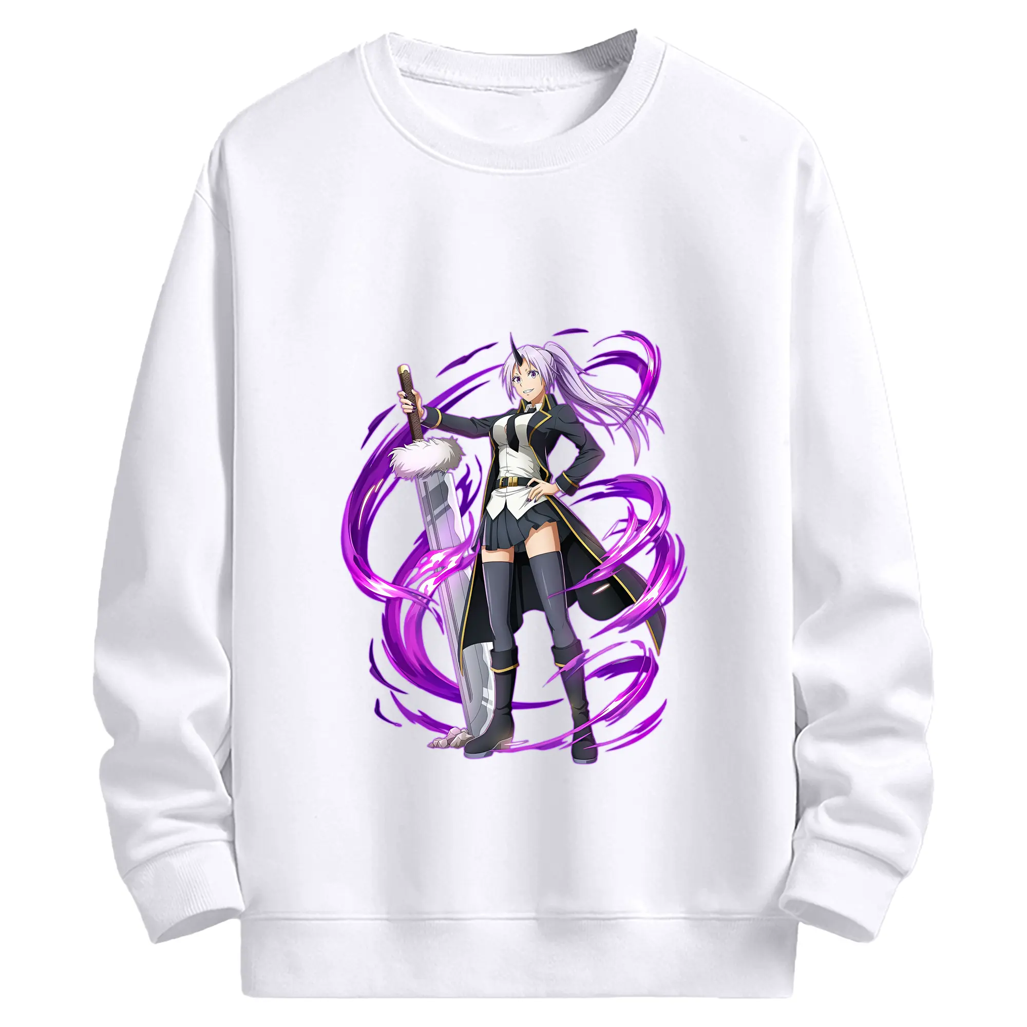 転生したらスライムだった件 グッズ,シオン - 高品質 クルーネック スウェット ・ コットン59％ ポリエステル41％ ・ ユニセックス 長袖 トレーナー ・ カジュアル デイリー スポーツ 散歩用