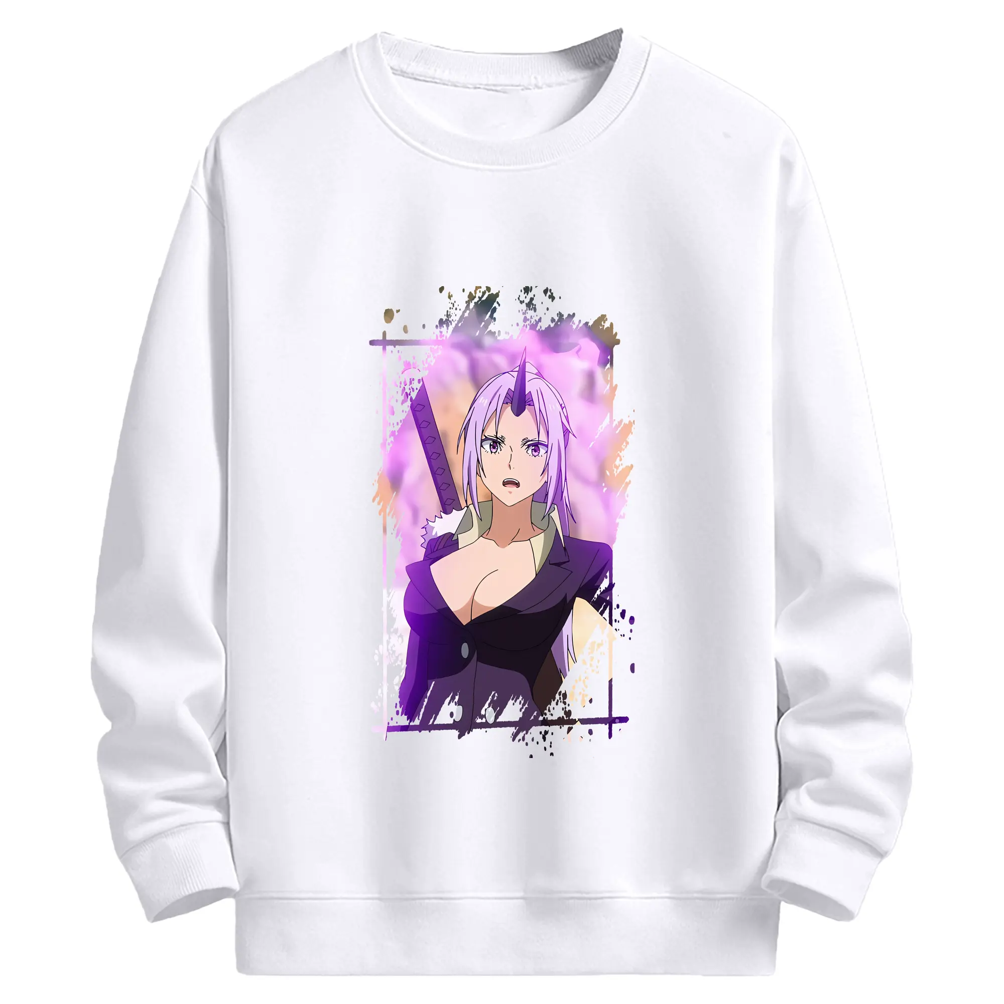 転生したらスライムだった件 グッズ,シオン - 高品質 クルーネック スウェット ・ コットン59％ ポリエステル41％ ・ ユニセックス 長袖 トレーナー ・ カジュアル デイリー スポーツ 散歩用