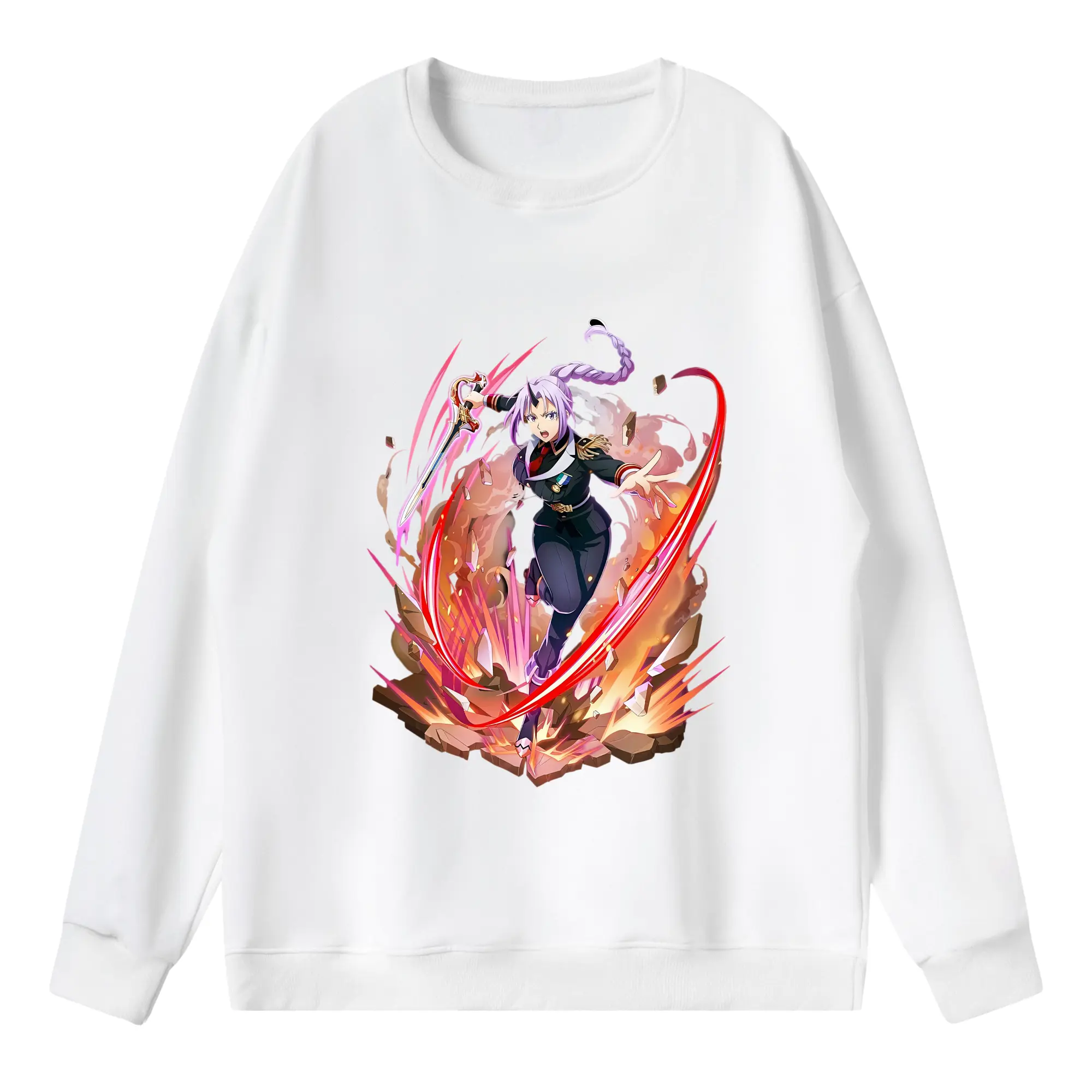 転生したらスライムだった件 グッズ,シオン - 薄手 クルーネック スウェット 裏毛260g · ポリエステル 春秋向け カジュアル 男女兼用 · トレーナー デイリー スポーツ 散歩に最適