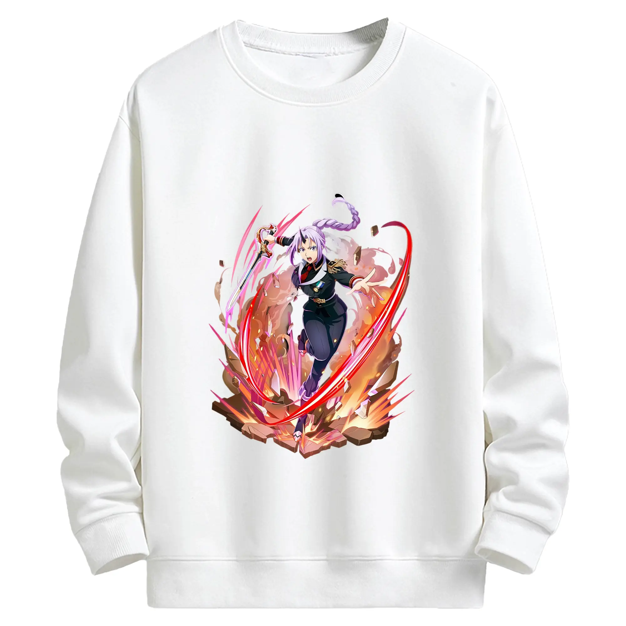 転生したらスライムだった件 グッズ,シオン - キッズ クルーネックスウェットシャツ ・ フロントプリント ・ 綿80％ ポリエステル20％ ・ 快適 通学 スポーツ 日常使い お散歩用