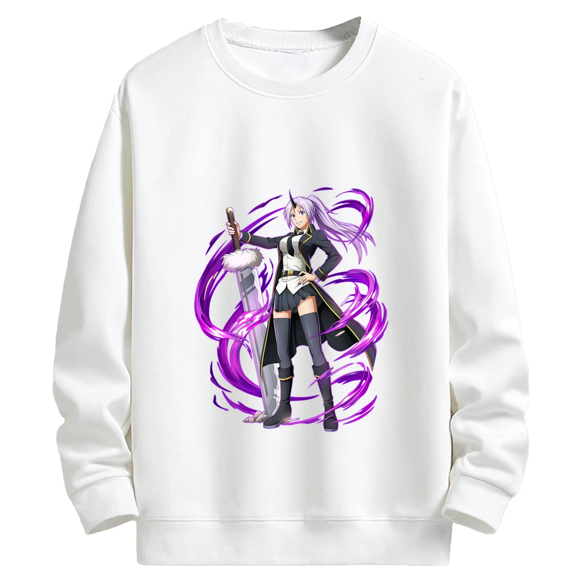 転生したらスライムだった件 グッズ,シオン - キッズ クルーネックスウェットシャツ ・ フロントプリント ・ 綿80％ ポリエステル20％ ・ 快適 通学 スポーツ 日常使い お散歩用