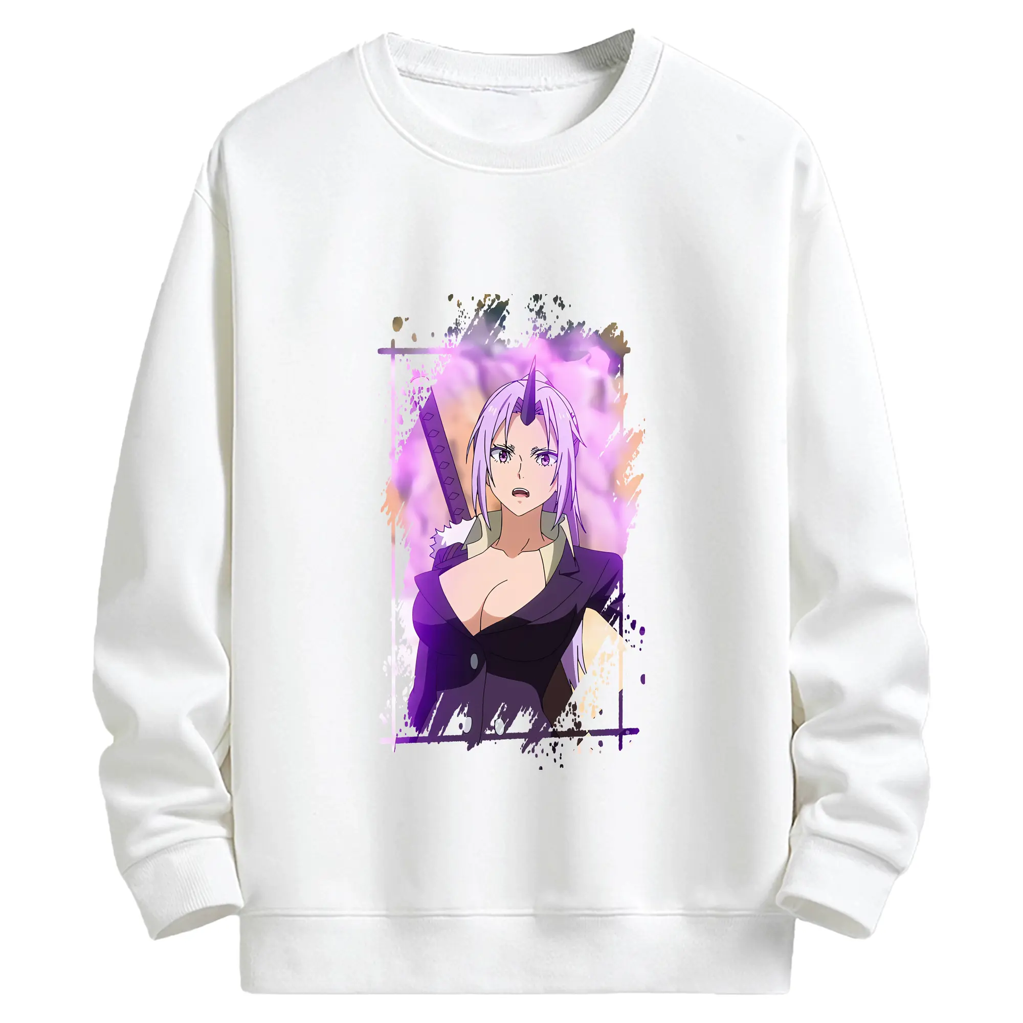 転生したらスライムだった件 グッズ,シオン - キッズ クルーネックスウェットシャツ ・ フロントプリント ・ 綿80％ ポリエステル20％ ・ 快適 通学 スポーツ 日常使い お散歩用