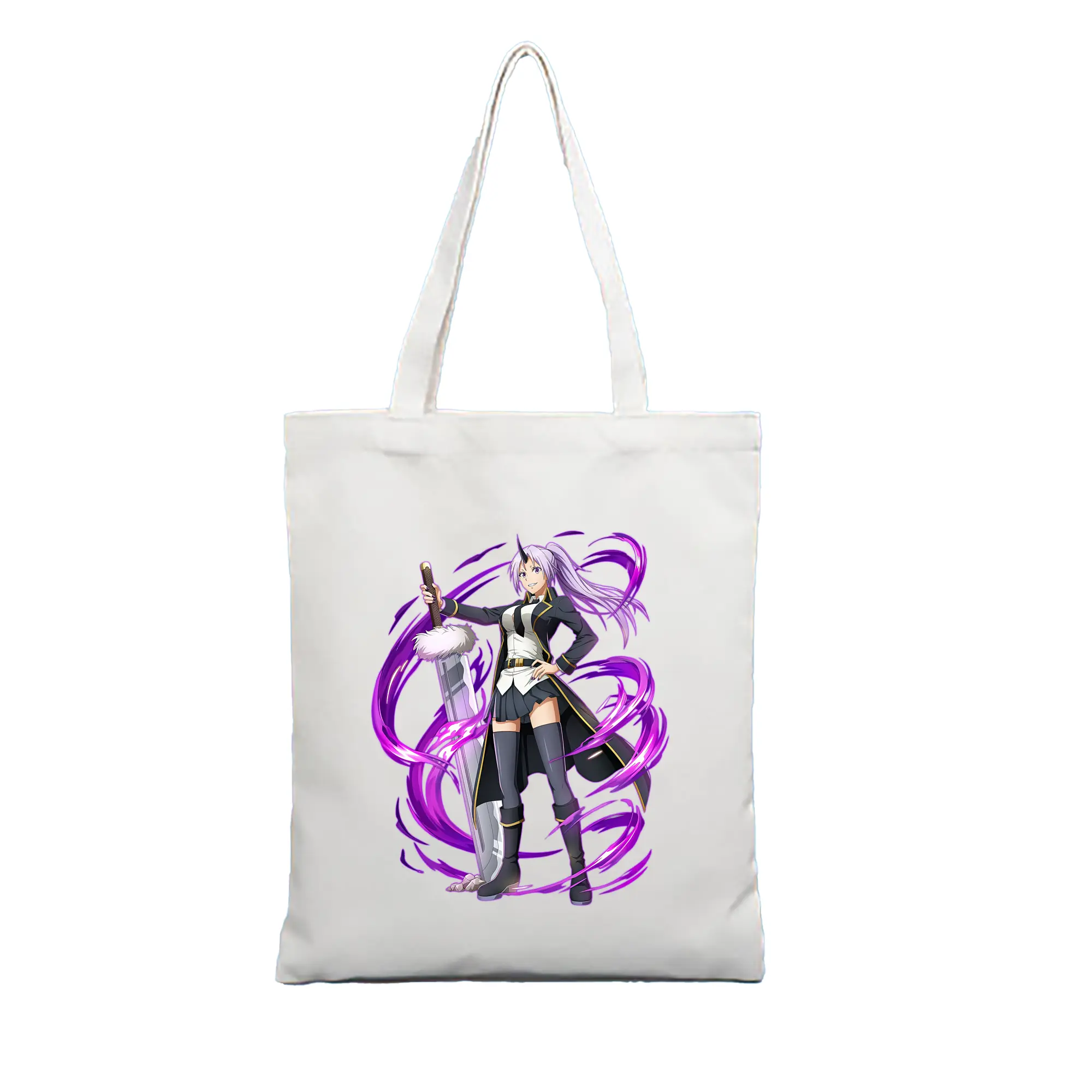 転生したらスライムだった件 グッズ,シオン - 縦型キャンバス手提げバッグ（トートバッグ） ・ キャンバス素材 ・ ショッピング用 ・ 軽量 丈夫 お手入れ簡単