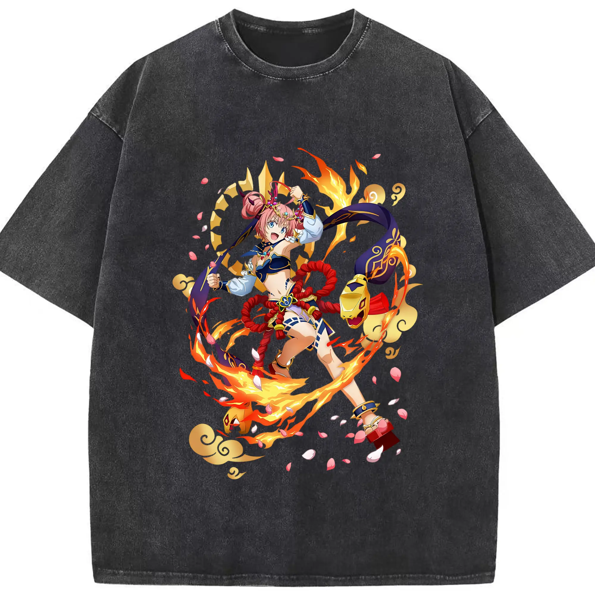 転生したらスライムだった件 グッズ,ミリム・ナーヴァ - 綿100％ ヴィンテージ風 半袖Tシャツ ・ フロントプリント ・ 柔らか肌触り ・ 通気性 快適 ・ スポーツ カジュアル 外出用