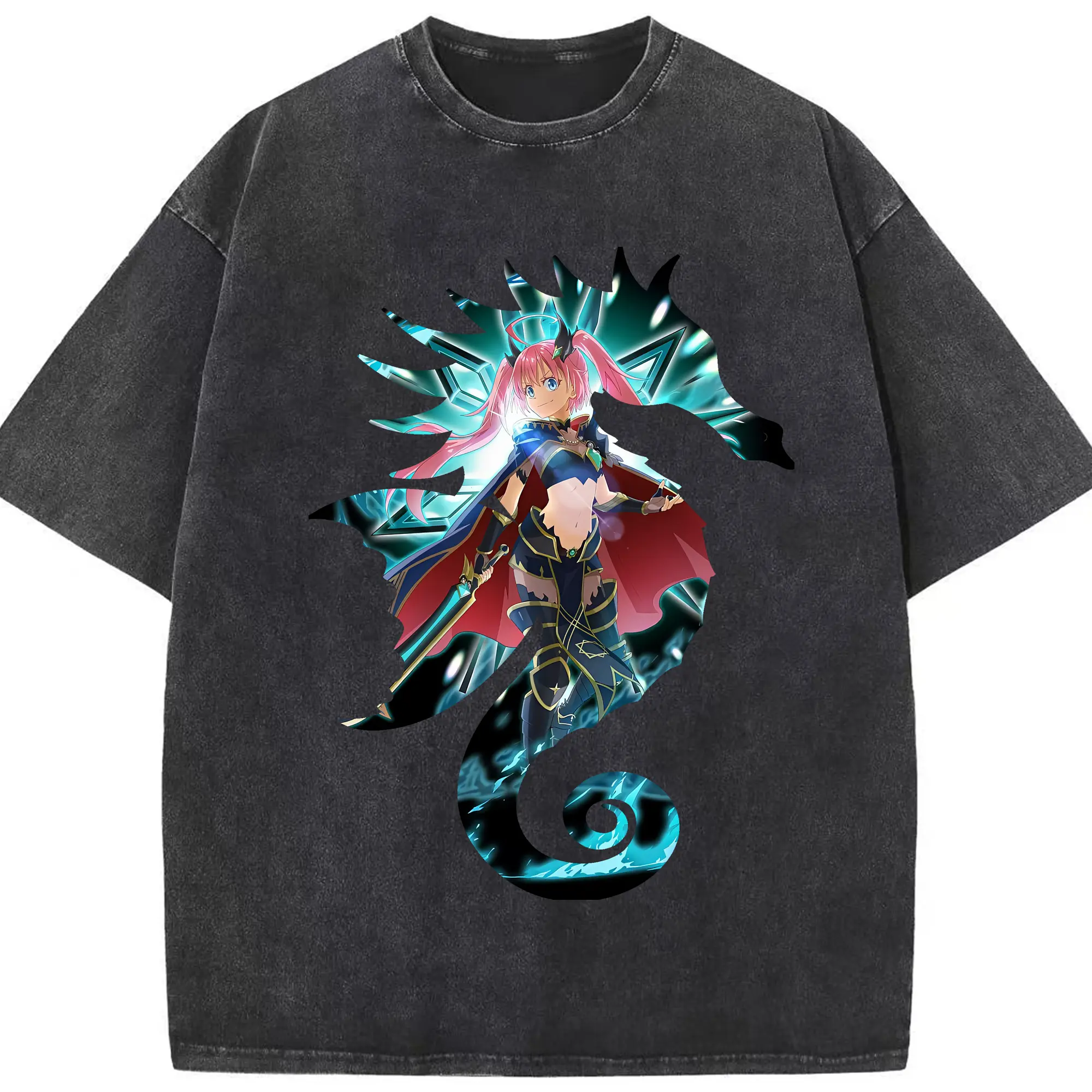 転生したらスライムだった件 グッズ,ミリム・ナーヴァ - 綿100％ ヴィンテージ風 半袖Tシャツ ・ フロントプリント ・ 柔らか肌触り ・ 通気性 快適 ・ スポーツ カジュアル 外出用