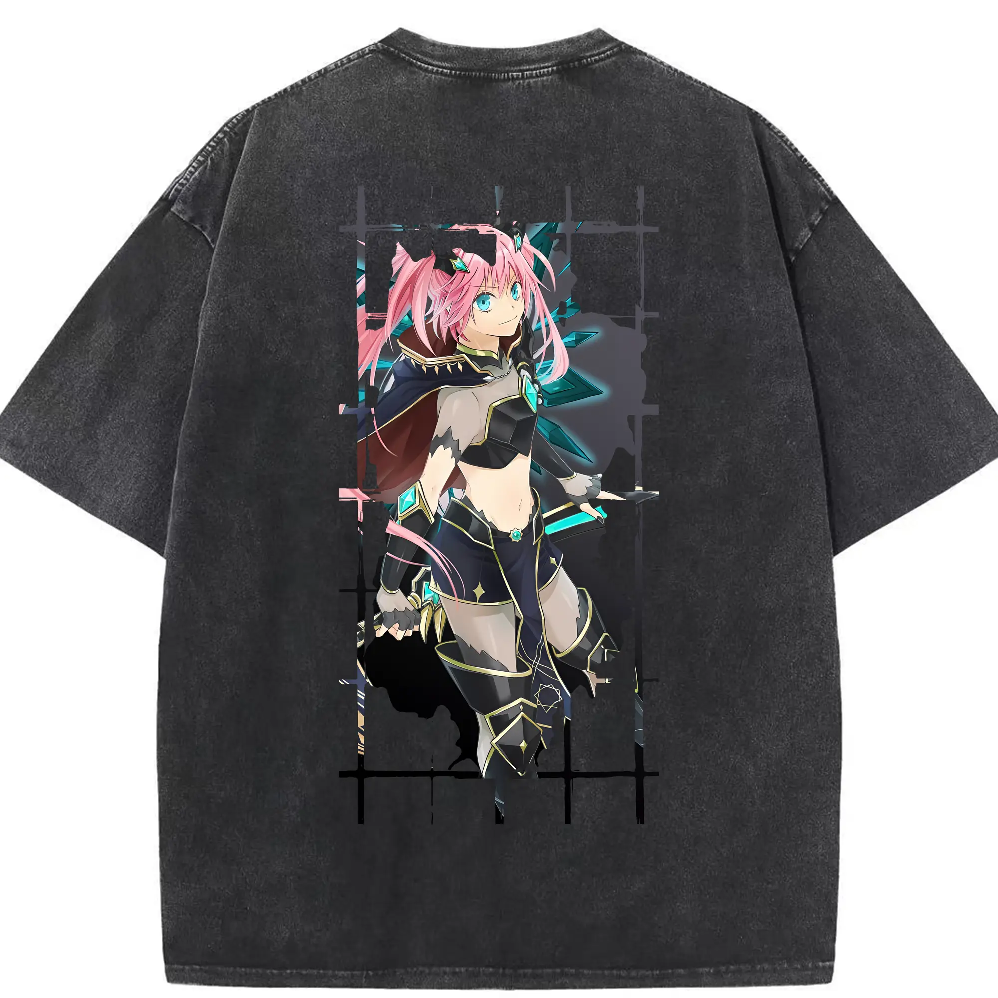 転生したらスライムだった件 グッズ,ミリム・ナーヴァ - 綿100％ ヴィンテージ風 半袖Tシャツ ・ 背面プリント ・ 柔らか肌触り ・ 通気性 快適 ・ スポーツ カジュアル 外出用