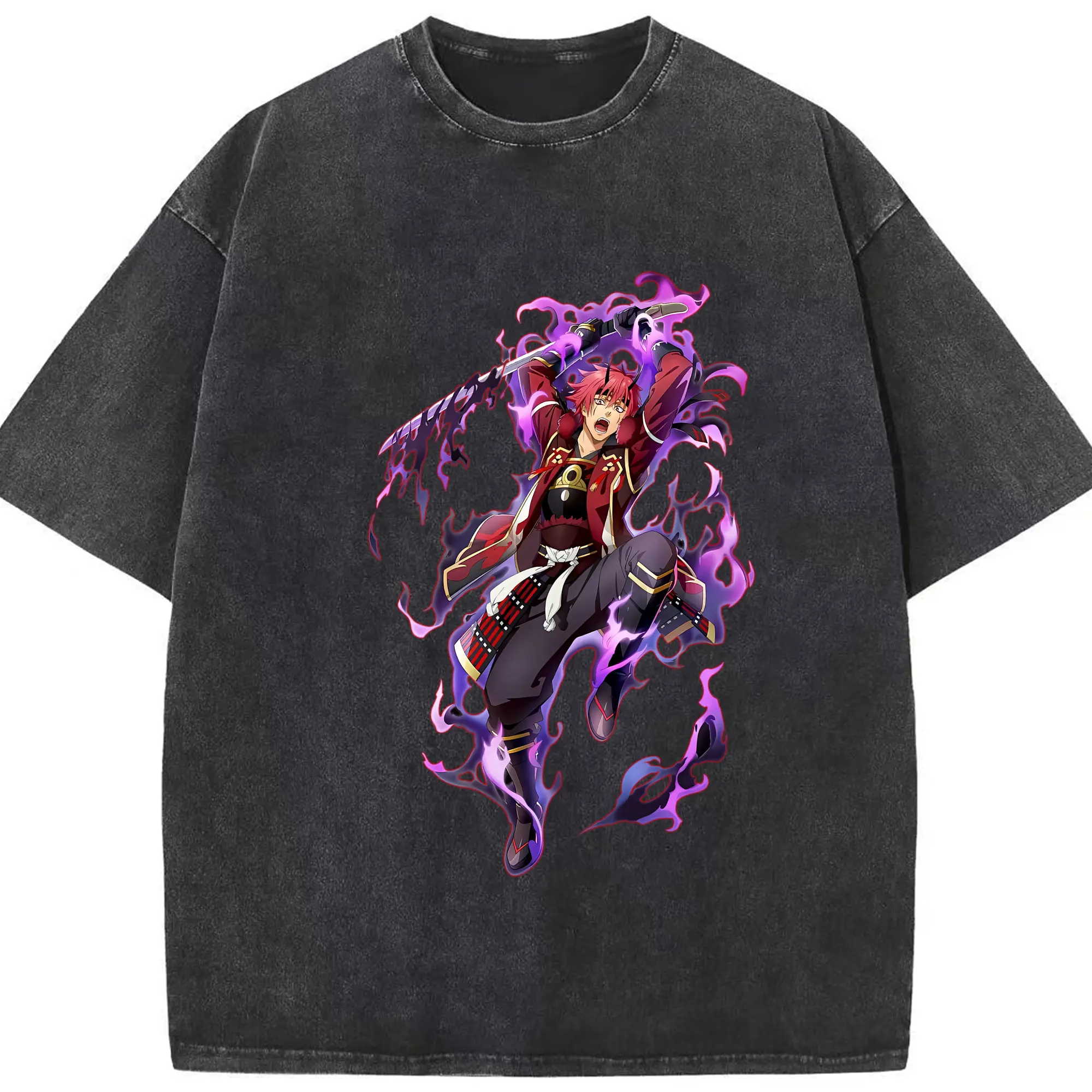 転生したらスライムだった件 グッズ,ベニマル - 綿100％ ヴィンテージ風 半袖Tシャツ ・ フロントプリント ・ 柔らか肌触り ・ 通気性 快適 ・ スポーツ カジュアル 外出用