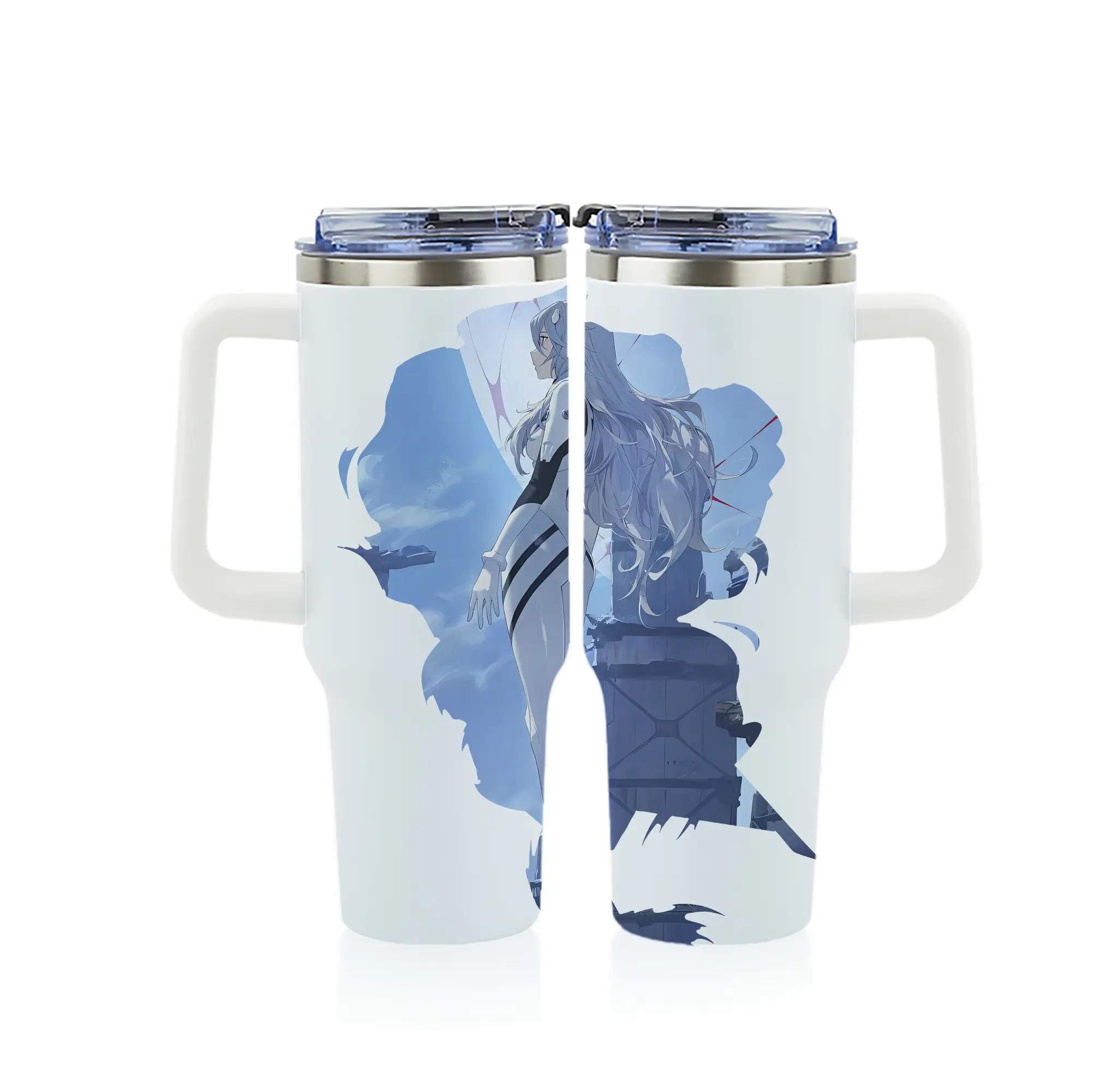 エヴァンゲリオン グッズ,綾波レイ - 1200mL フルプリント車用タンブラー ・ 304ステンレス 内側 ・ 201ステンレス 外側 ・ 保温 保冷 ・ 通勤 ドライブ アウトドア用
