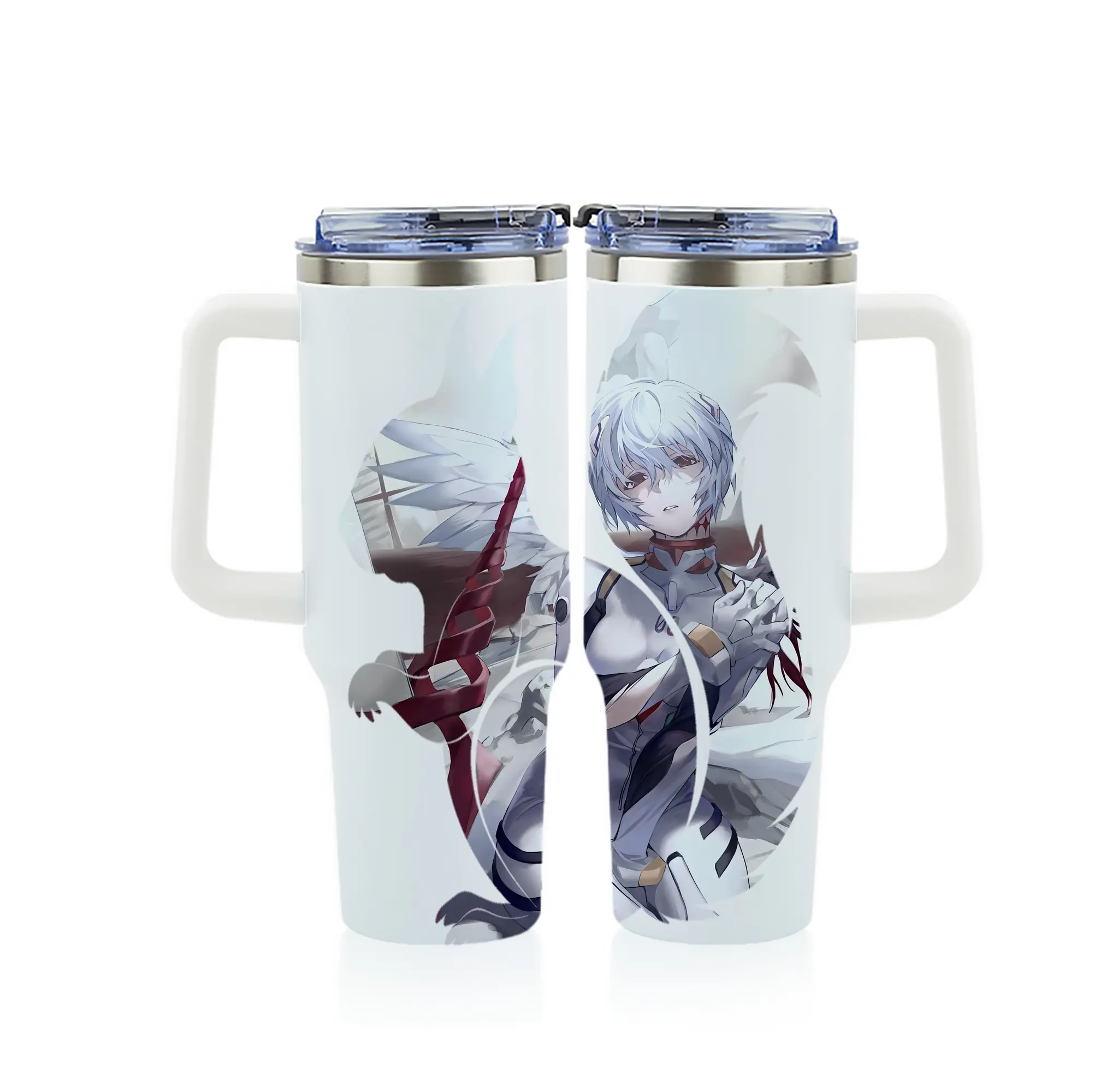 エヴァンゲリオン グッズ,綾波レイ - 1200mL フルプリント車用タンブラー ・ 304ステンレス 内側 ・ 201ステンレス 外側 ・ 保温 保冷 ・ 通勤 ドライブ アウトドア用