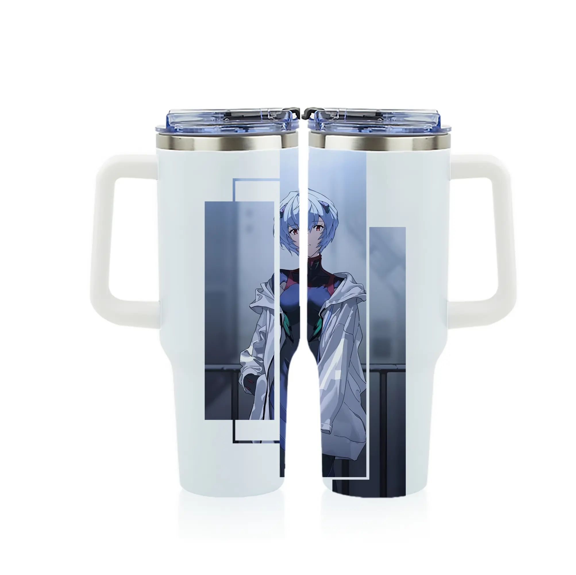エヴァンゲリオン グッズ,綾波レイ - 1200mL フルプリント車用タンブラー ・ 304ステンレス 内側 ・ 201ステンレス 外側 ・ 保温 保冷 ・ 通勤 ドライブ アウトドア用