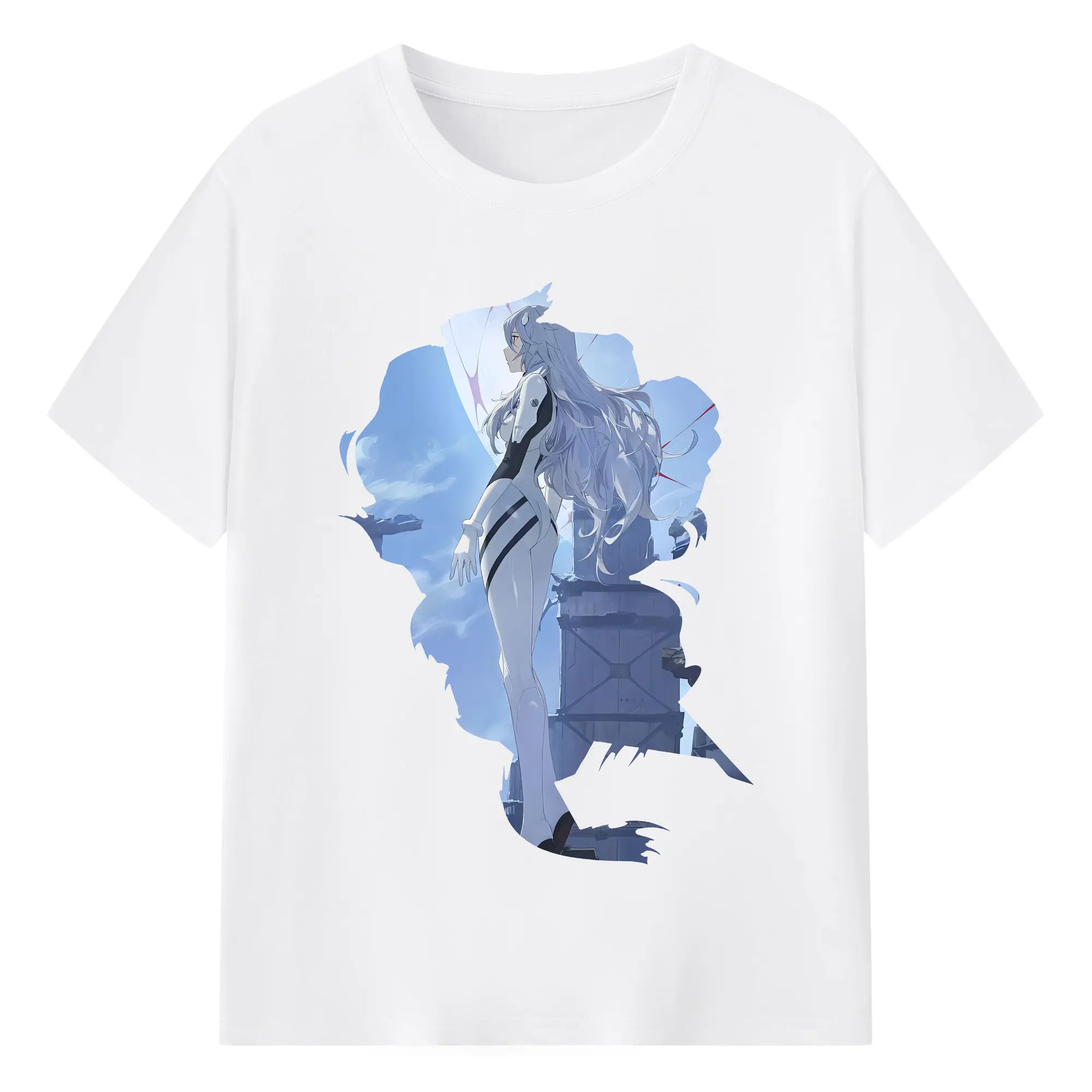 エヴァンゲリオン グッズ,綾波レイ - 綿100％ 半袖Tシャツ ・ フロントプリント ・ 快適 通気性 ・ 日常使い 散歩 スポーツ用