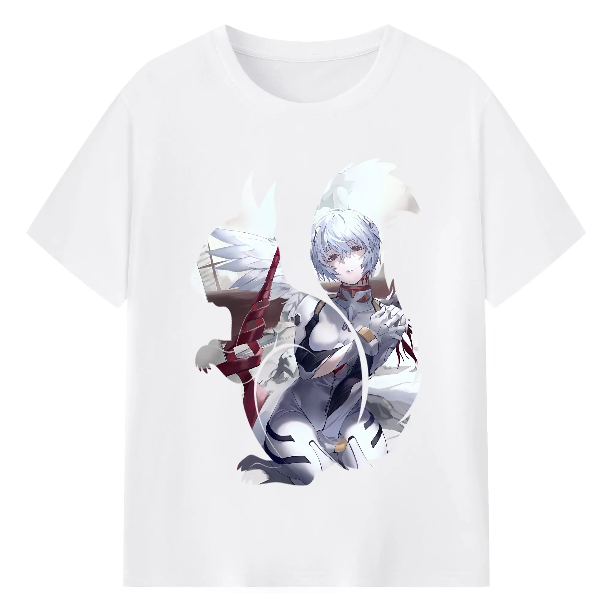 エヴァンゲリオン グッズ,綾波レイ - 綿100％ 半袖Tシャツ ・ フロントプリント ・ 快適 通気性 ・ 日常使い 散歩 スポーツ用