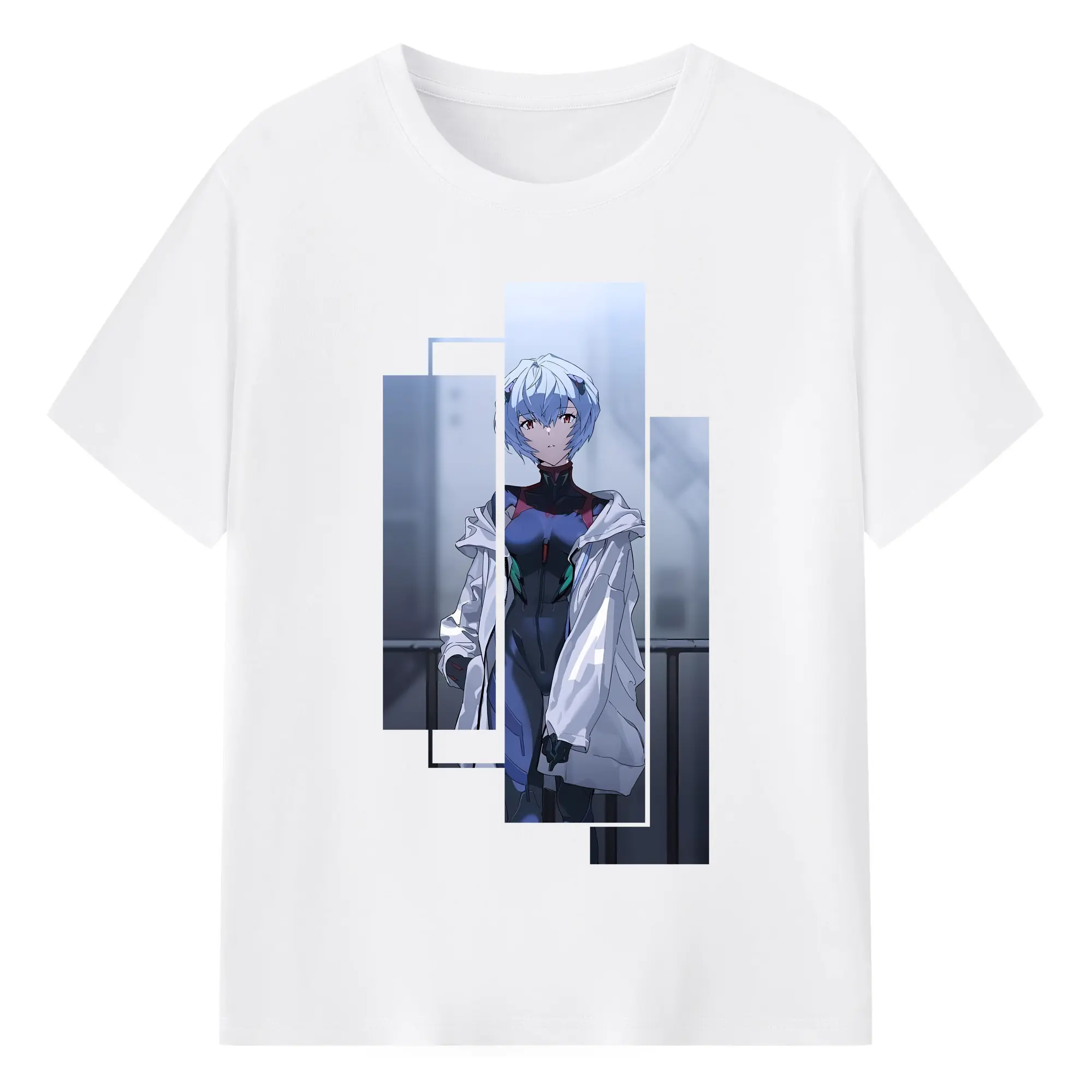 エヴァンゲリオン グッズ,綾波レイ - 綿100％ 半袖Tシャツ ・ フロントプリント ・ 快適 通気性 ・ 日常使い 散歩 スポーツ用