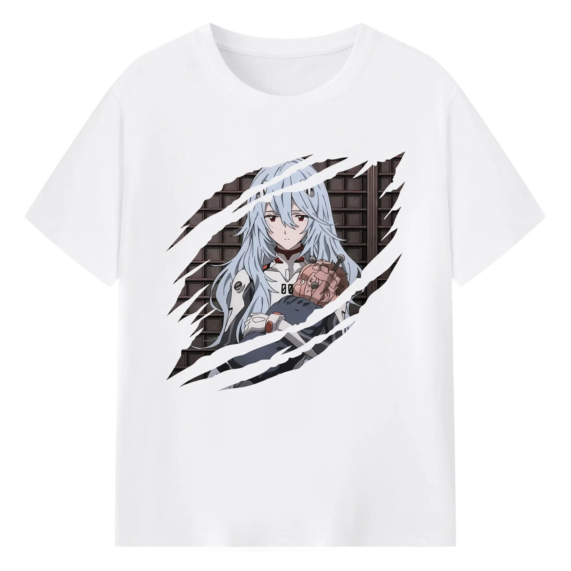 エヴァンゲリオン グッズ,綾波レイ - 綿100％ 半袖Tシャツ ・ フロントプリント ・ 快適 通気性 ・ 日常使い 散歩 スポーツ用