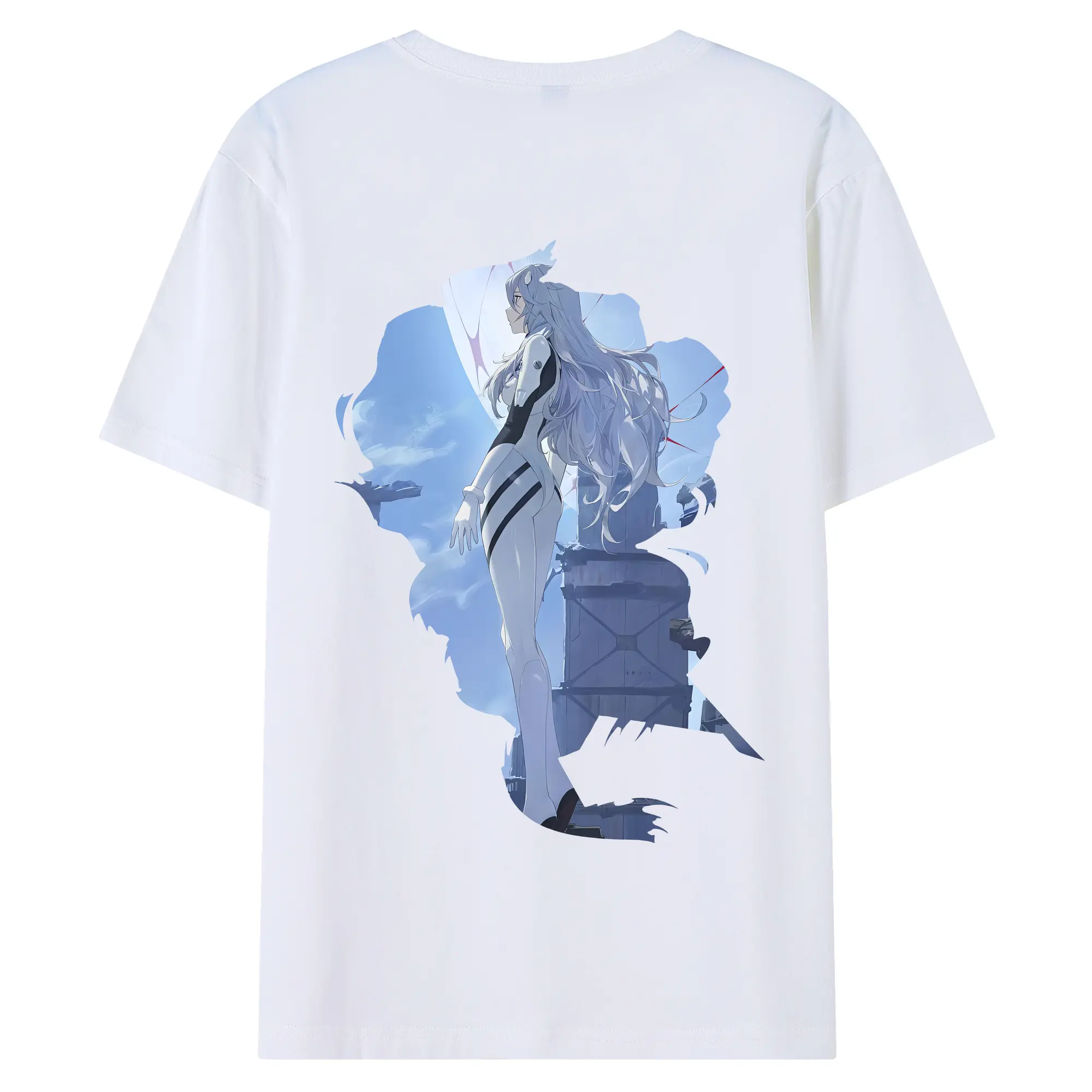 エヴァンゲリオン グッズ,綾波レイ - 綿100％ 半袖Tシャツ ・ バックプリント ・ 快適 通気性 ・ 日常使い 散歩 スポーツ用