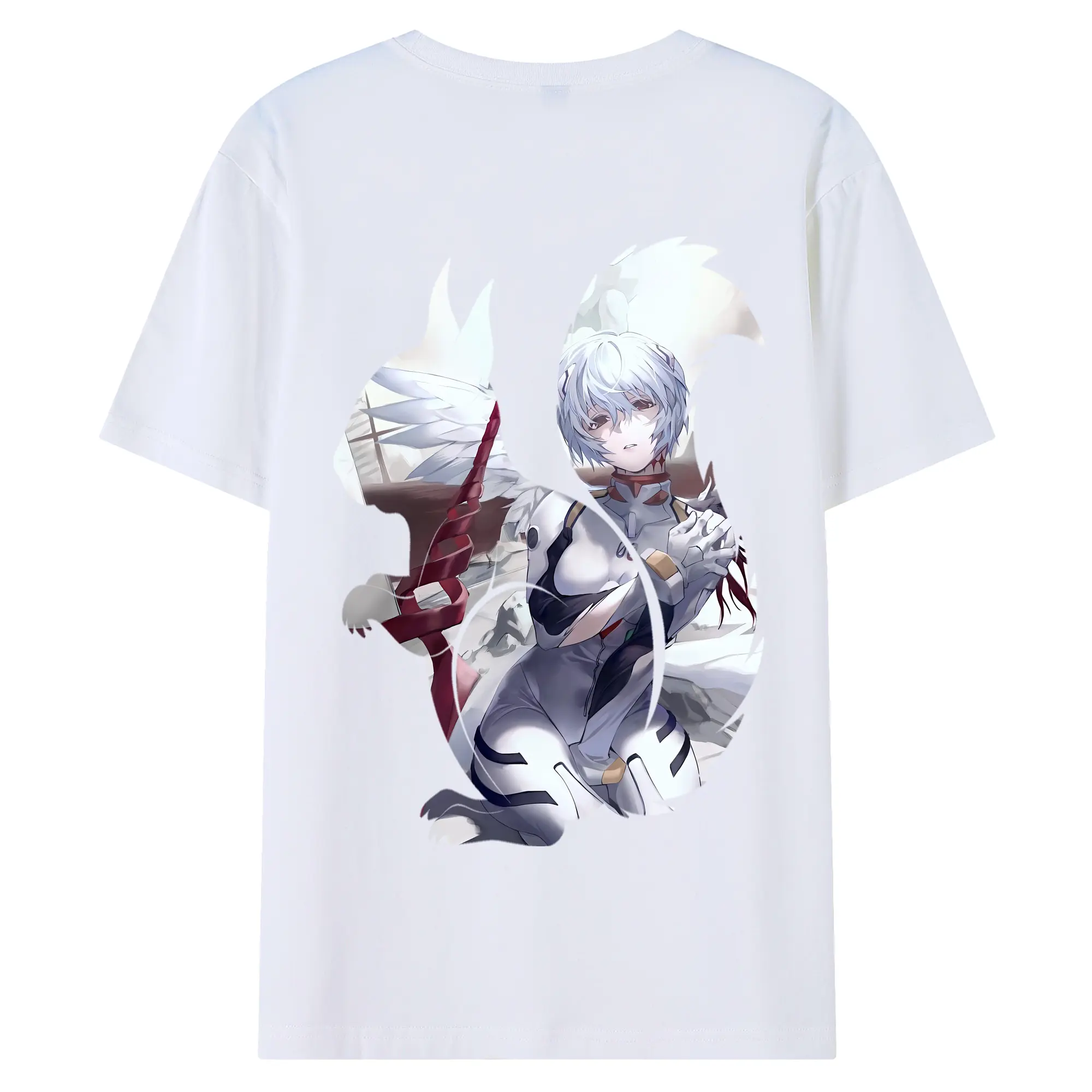 エヴァンゲリオン グッズ,綾波レイ - 綿100％ 半袖Tシャツ ・ バックプリント ・ 快適 通気性 ・ 日常使い 散歩 スポーツ用