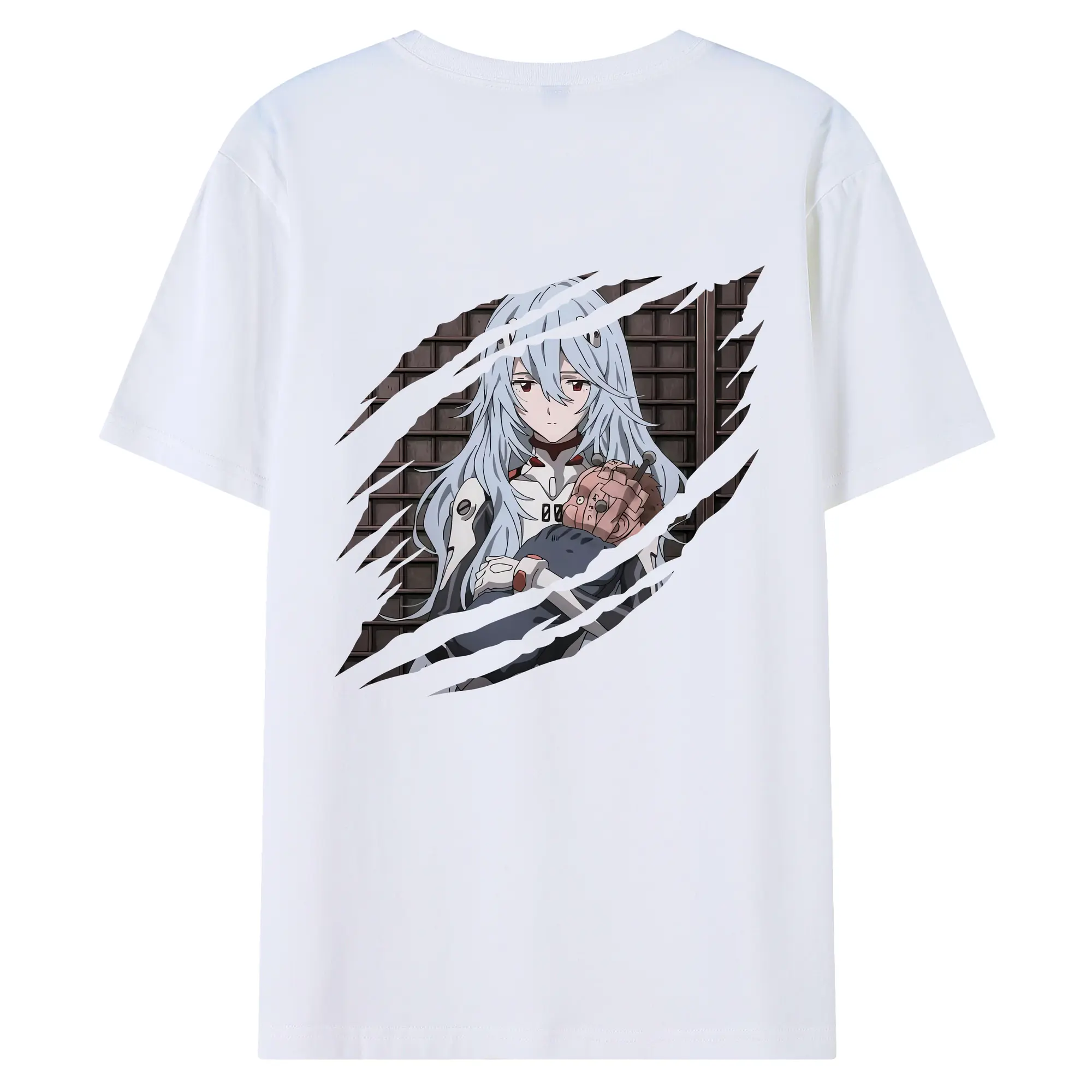 エヴァンゲリオン グッズ,綾波レイ - 綿100％ 半袖Tシャツ ・ バックプリント ・ 快適 通気性 ・ 日常使い 散歩 スポーツ用