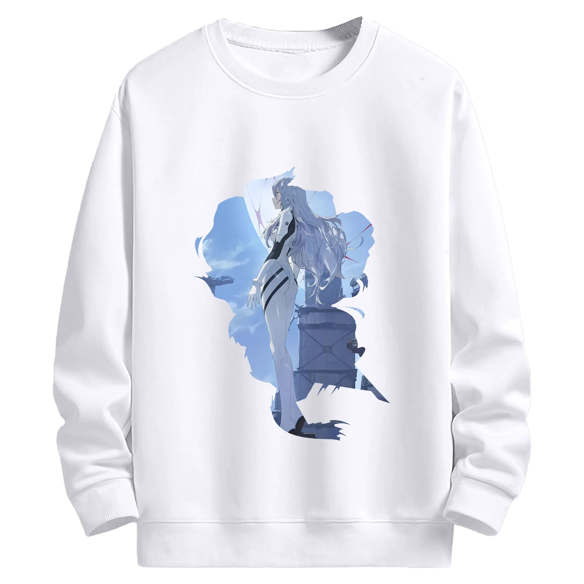 エヴァンゲリオン グッズ,綾波レイ - 高品質 クルーネック スウェット ・ コットン59％ ポリエステル41％ ・ ユニセックス 長袖 トレーナー ・ カジュアル デイリー スポーツ 散歩用