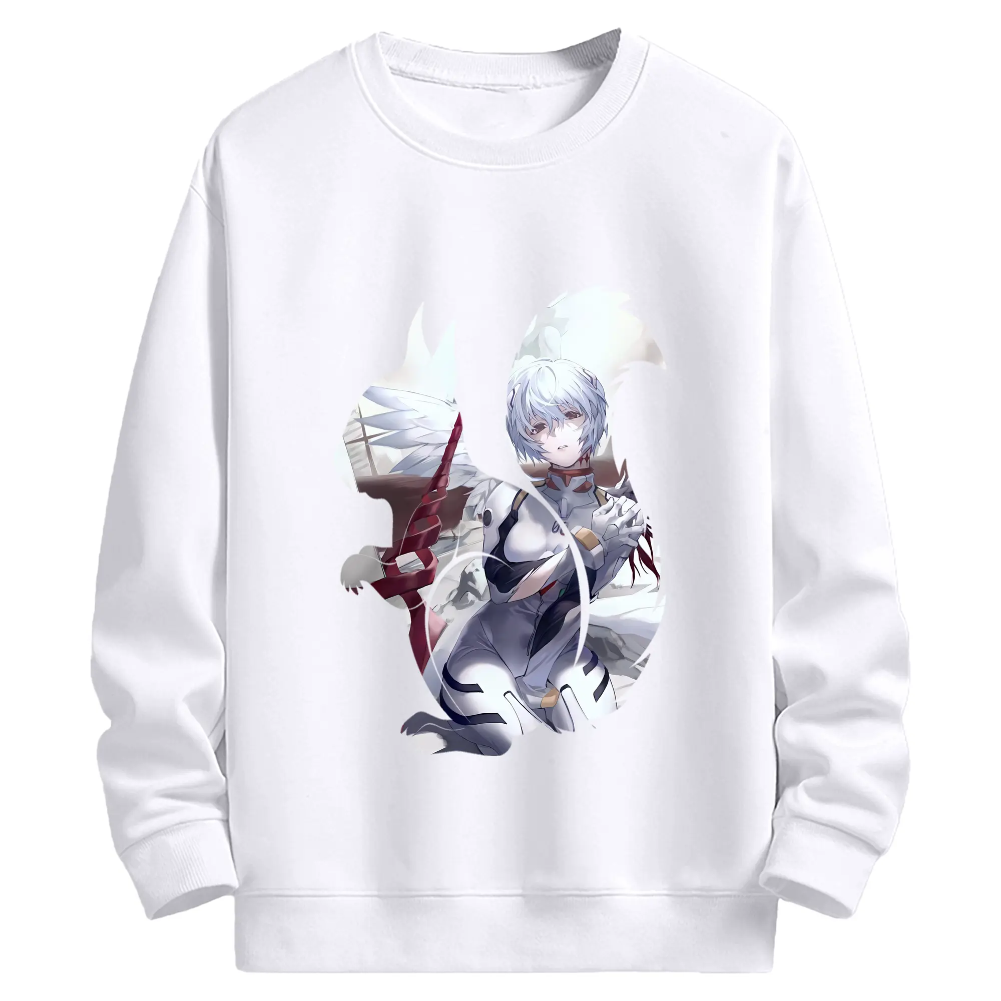 エヴァンゲリオン グッズ,綾波レイ - 高品質 クルーネック スウェット ・ コットン59％ ポリエステル41％ ・ ユニセックス 長袖 トレーナー ・ カジュアル デイリー スポーツ 散歩用