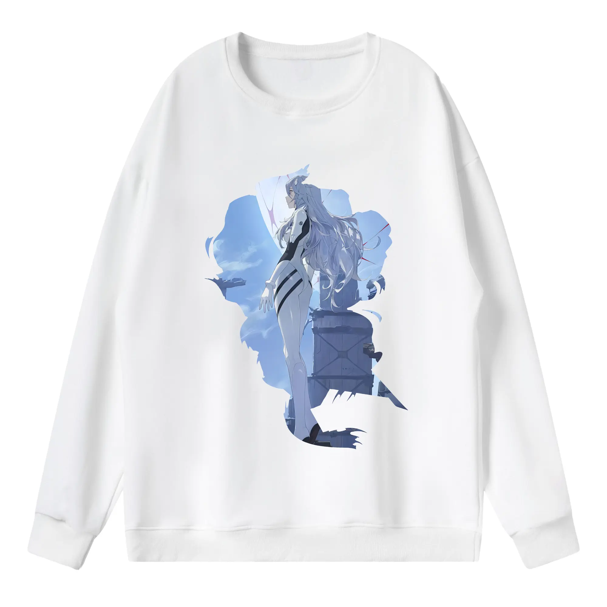 エヴァンゲリオン グッズ,綾波レイ - 薄手 クルーネック スウェット 裏毛260g · ポリエステル 春秋向け カジュアル 男女兼用 · トレーナー デイリー スポーツ 散歩に最適