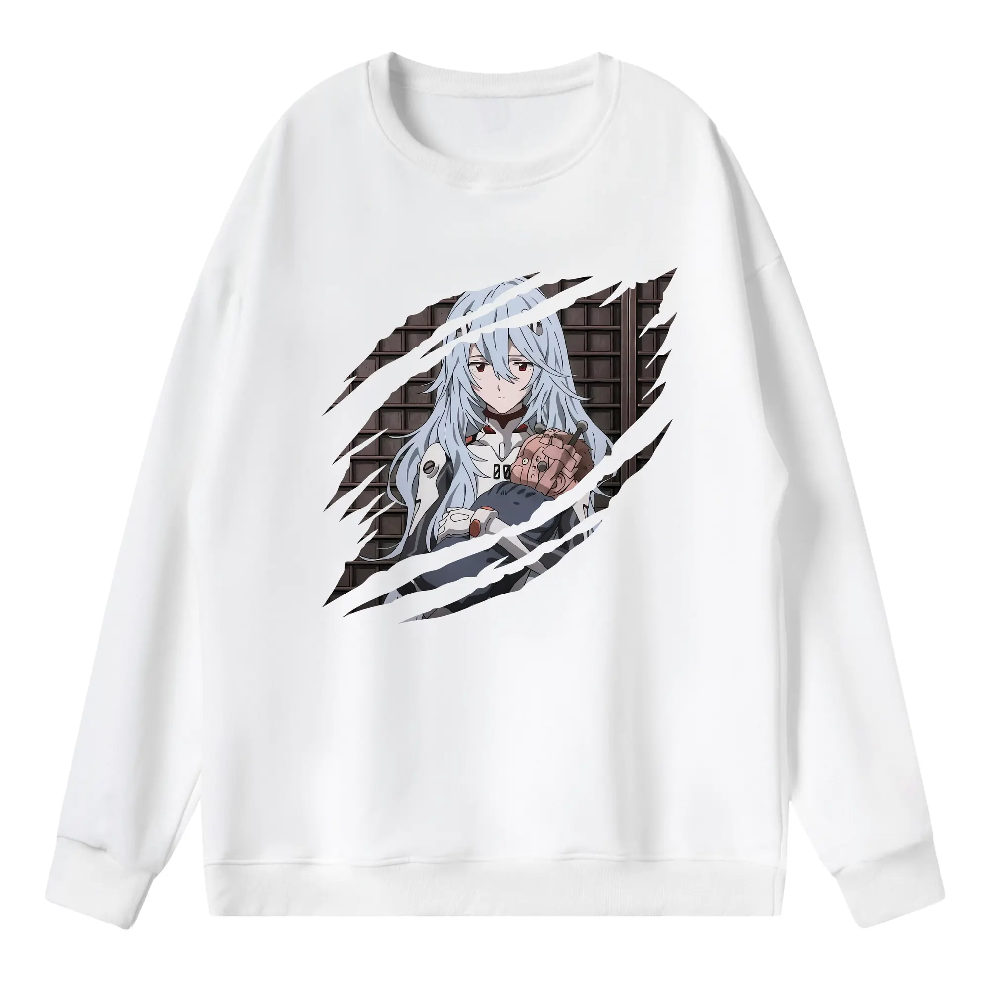 エヴァンゲリオン グッズ,綾波レイ - 薄手 クルーネック スウェット 裏毛260g · ポリエステル 春秋向け カジュアル 男女兼用 · トレーナー デイリー スポーツ 散歩に最適