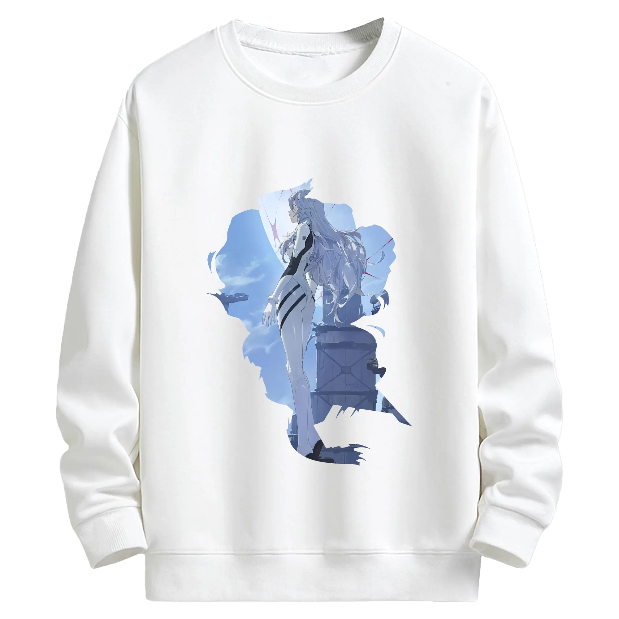 エヴァンゲリオン グッズ,綾波レイ - キッズ クルーネックスウェットシャツ ・ フロントプリント ・ 綿80％ ポリエステル20％ ・ 快適 通学 スポーツ 日常使い お散歩用