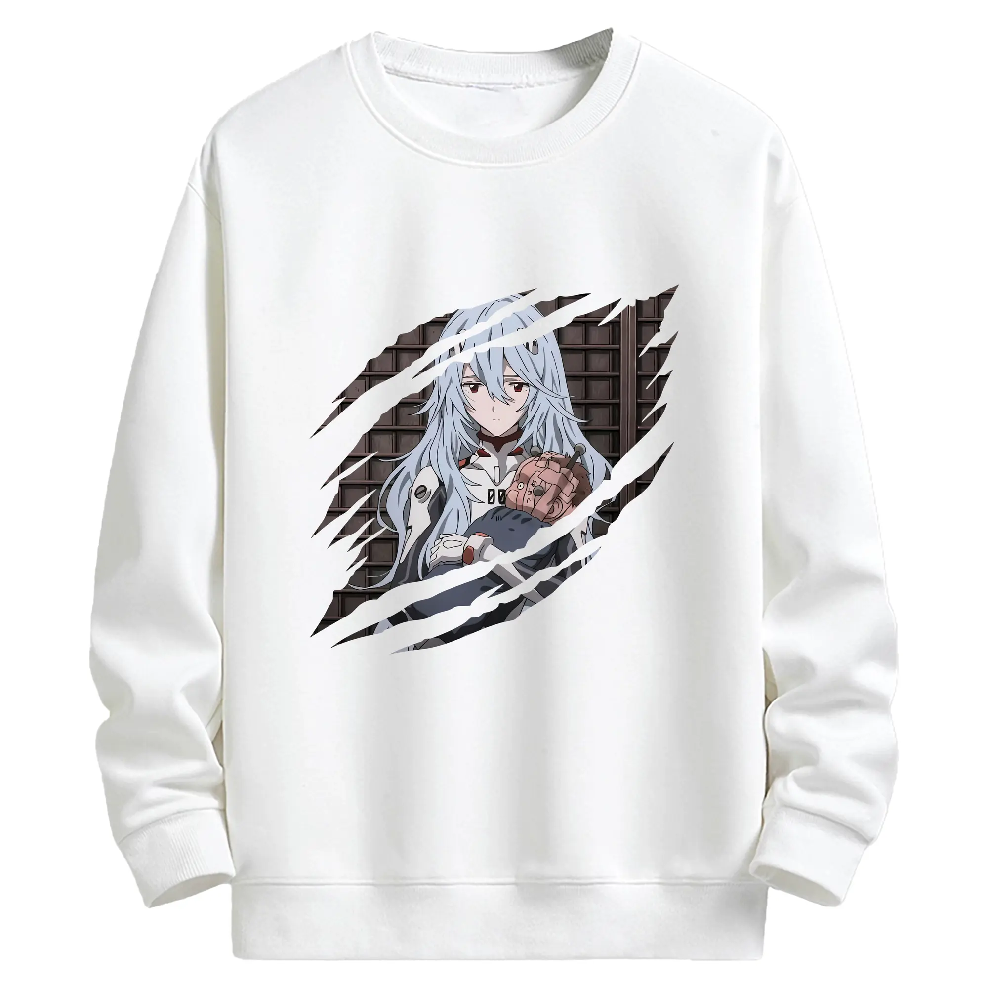 エヴァンゲリオン グッズ,綾波レイ - キッズ クルーネックスウェットシャツ ・ フロントプリント ・ 綿80％ ポリエステル20％ ・ 快適 通学 スポーツ 日常使い お散歩用