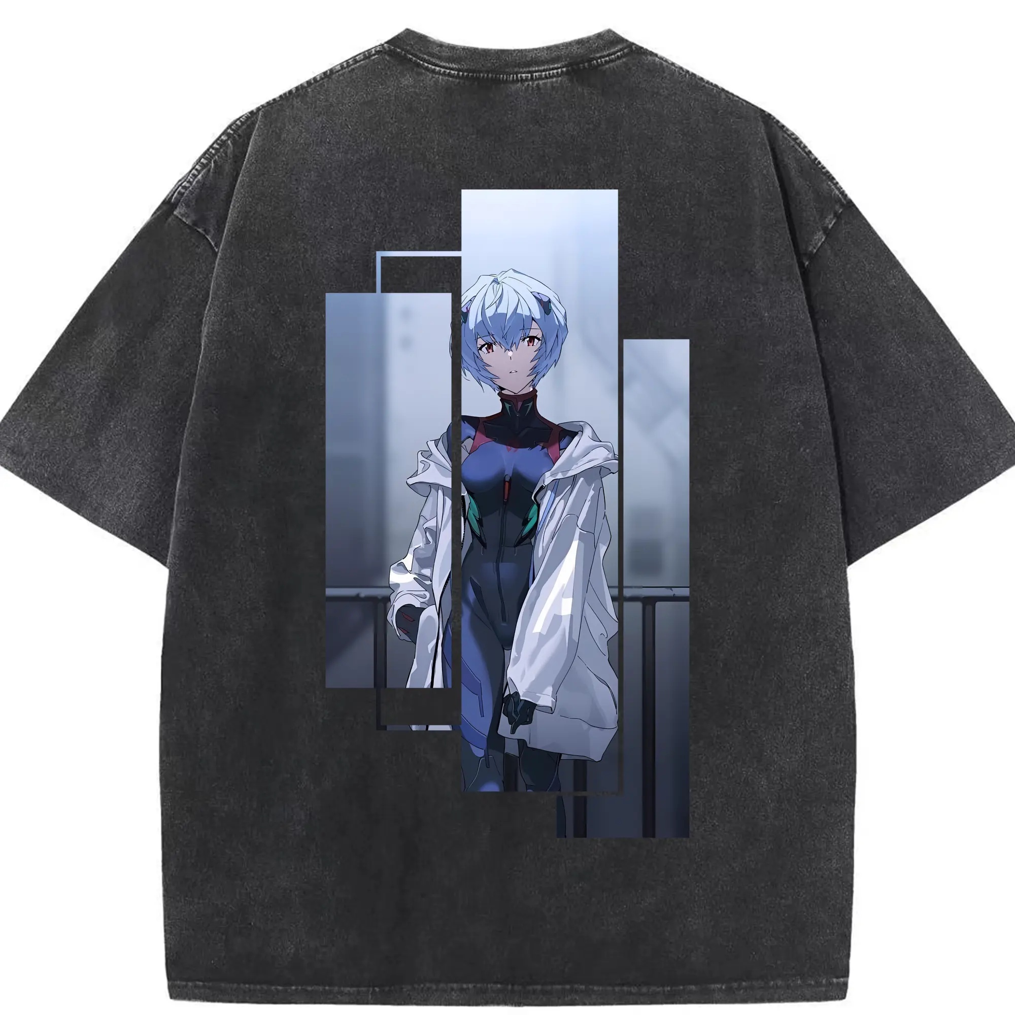 エヴァンゲリオン グッズ,綾波レイ - 綿100％ ヴィンテージ風 半袖Tシャツ ・ 背面プリント ・ 柔らか肌触り ・ 通気性 快適 ・ スポーツ カジュアル 外出用