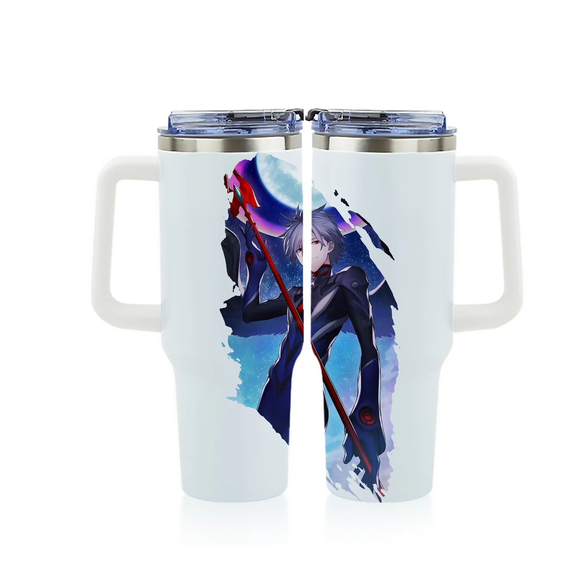 エヴァンゲリオン グッズ,渚カヲル - 1200mL フルプリント車用タンブラー ・ 304ステンレス 内側 ・ 201ステンレス 外側 ・ 保温 保冷 ・ 通勤 ドライブ アウトドア用