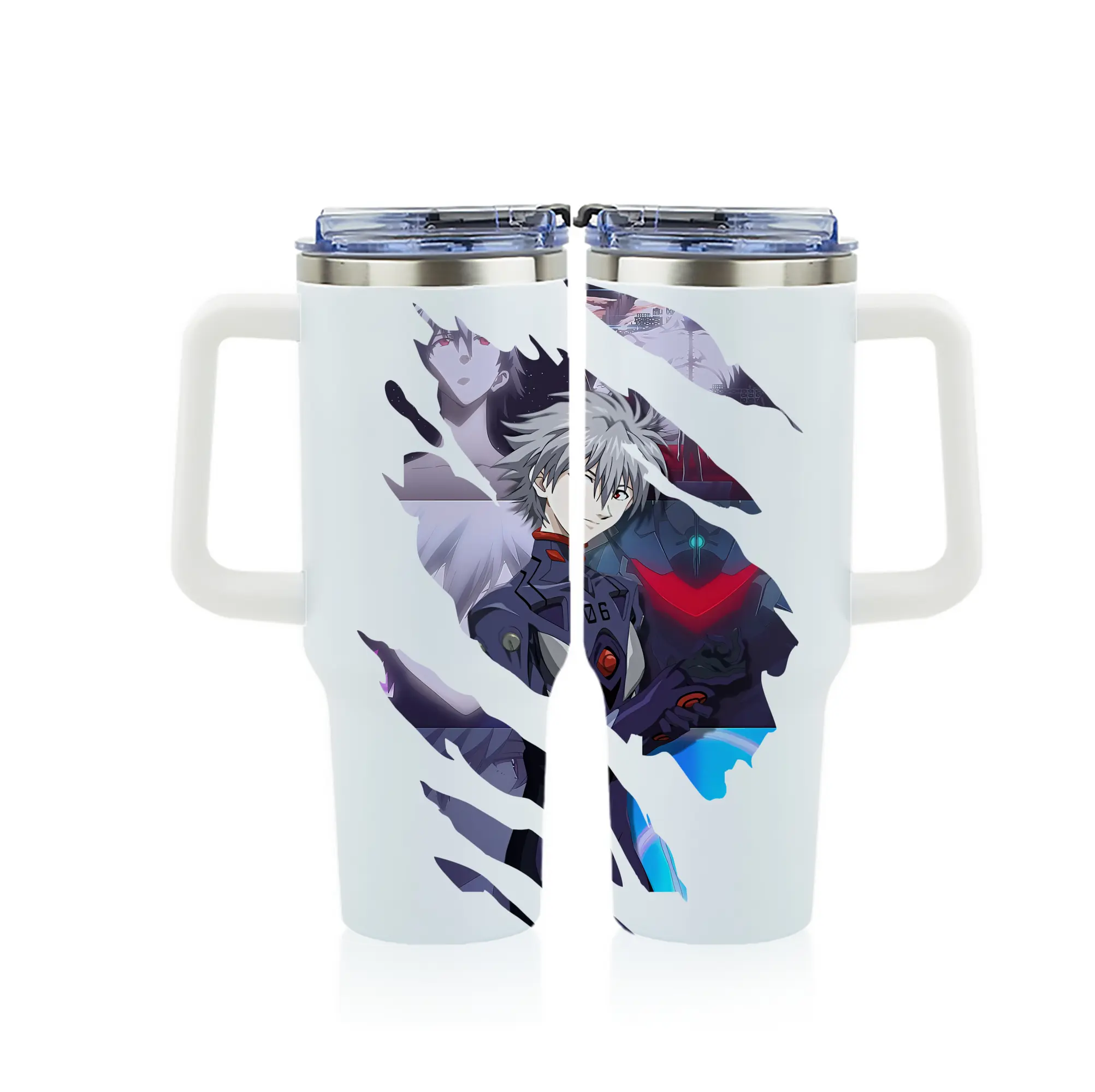エヴァンゲリオン グッズ,渚カヲル - 1200mL フルプリント車用タンブラー ・ 304ステンレス 内側 ・ 201ステンレス 外側 ・ 保温 保冷 ・ 通勤 ドライブ アウトドア用
