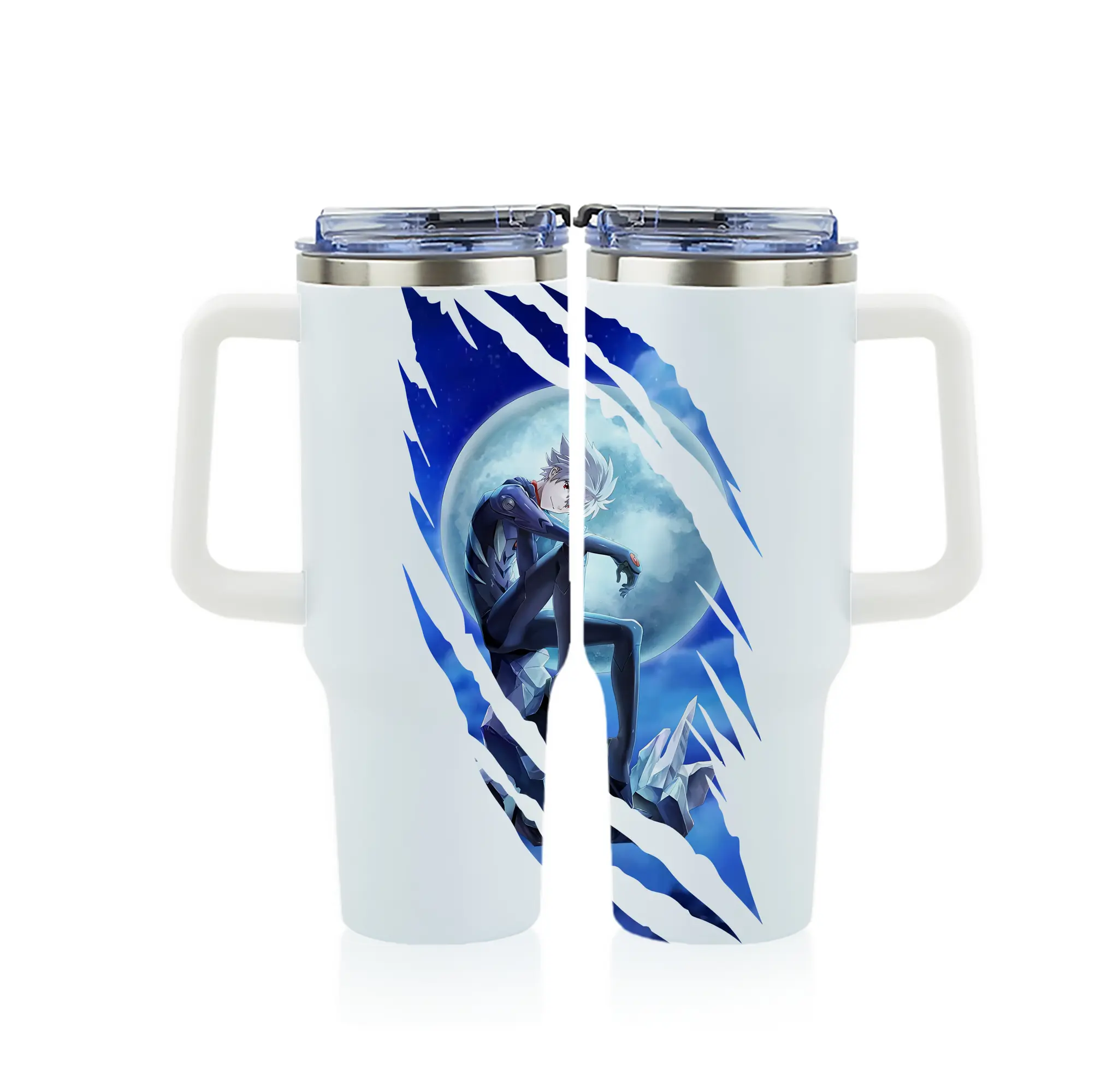 エヴァンゲリオン グッズ,渚カヲル - 1200mL フルプリント車用タンブラー ・ 304ステンレス 内側 ・ 201ステンレス 外側 ・ 保温 保冷 ・ 通勤 ドライブ アウトドア用