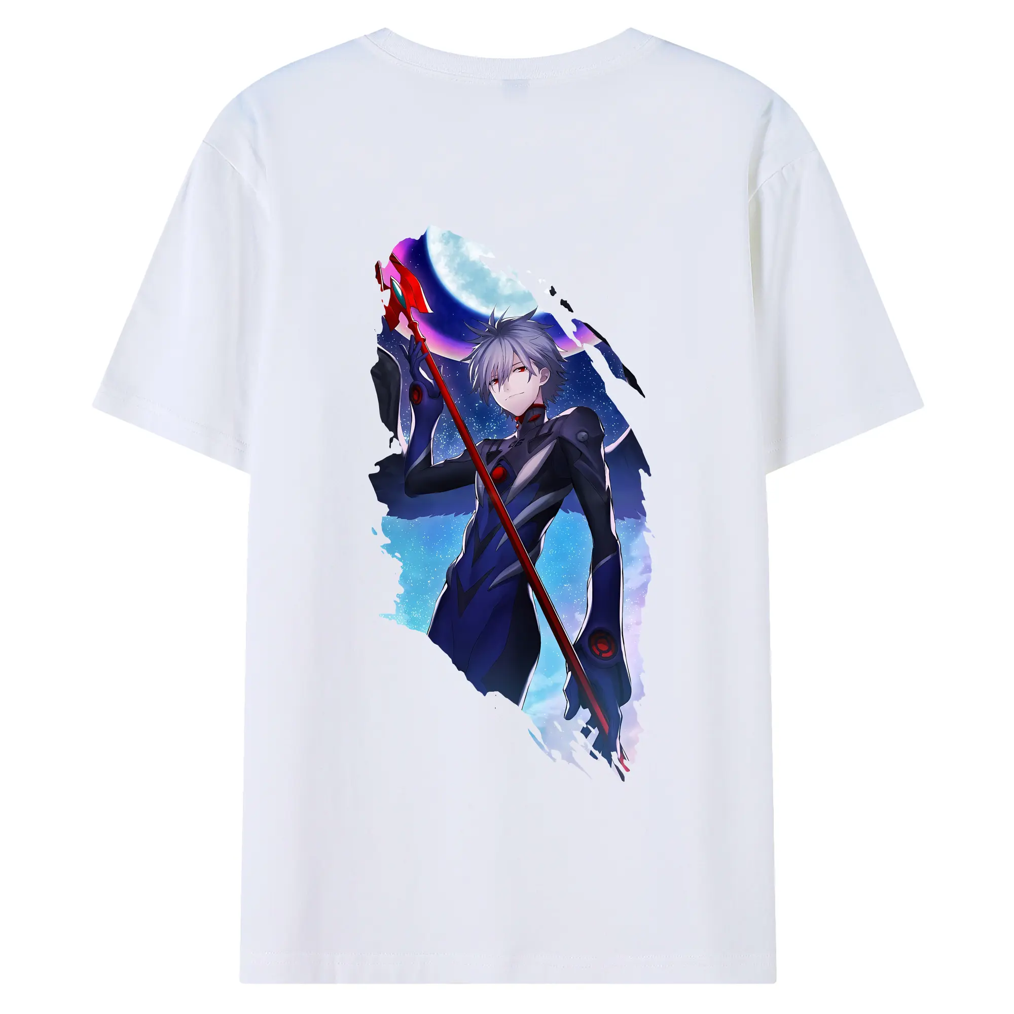 エヴァンゲリオン グッズ,渚カヲル - 綿100％ 半袖Tシャツ ・ バックプリント ・ 快適 通気性 ・ 日常使い 散歩 スポーツ用