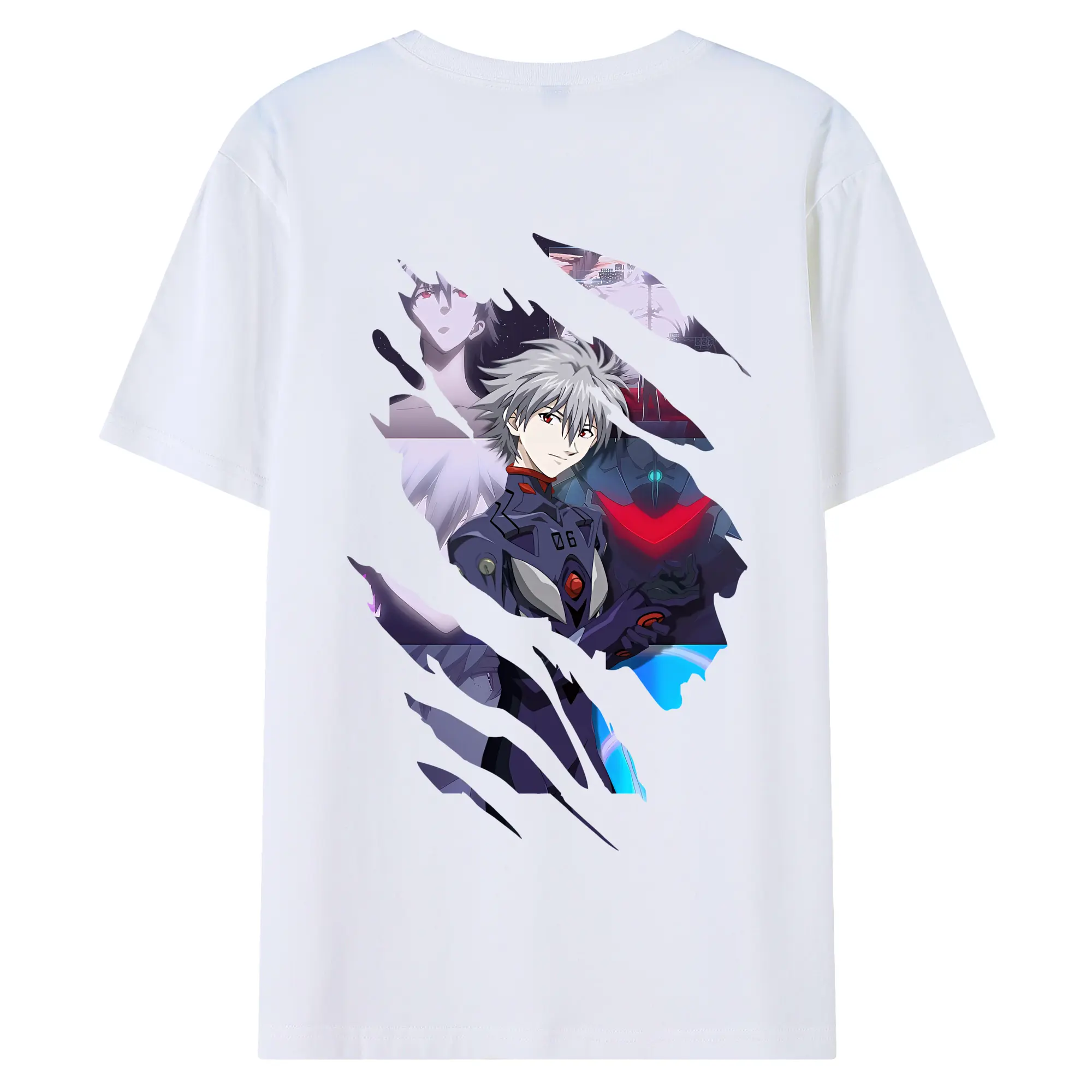 エヴァンゲリオン グッズ,渚カヲル - 綿100％ 半袖Tシャツ ・ バックプリント ・ 快適 通気性 ・ 日常使い 散歩 スポーツ用