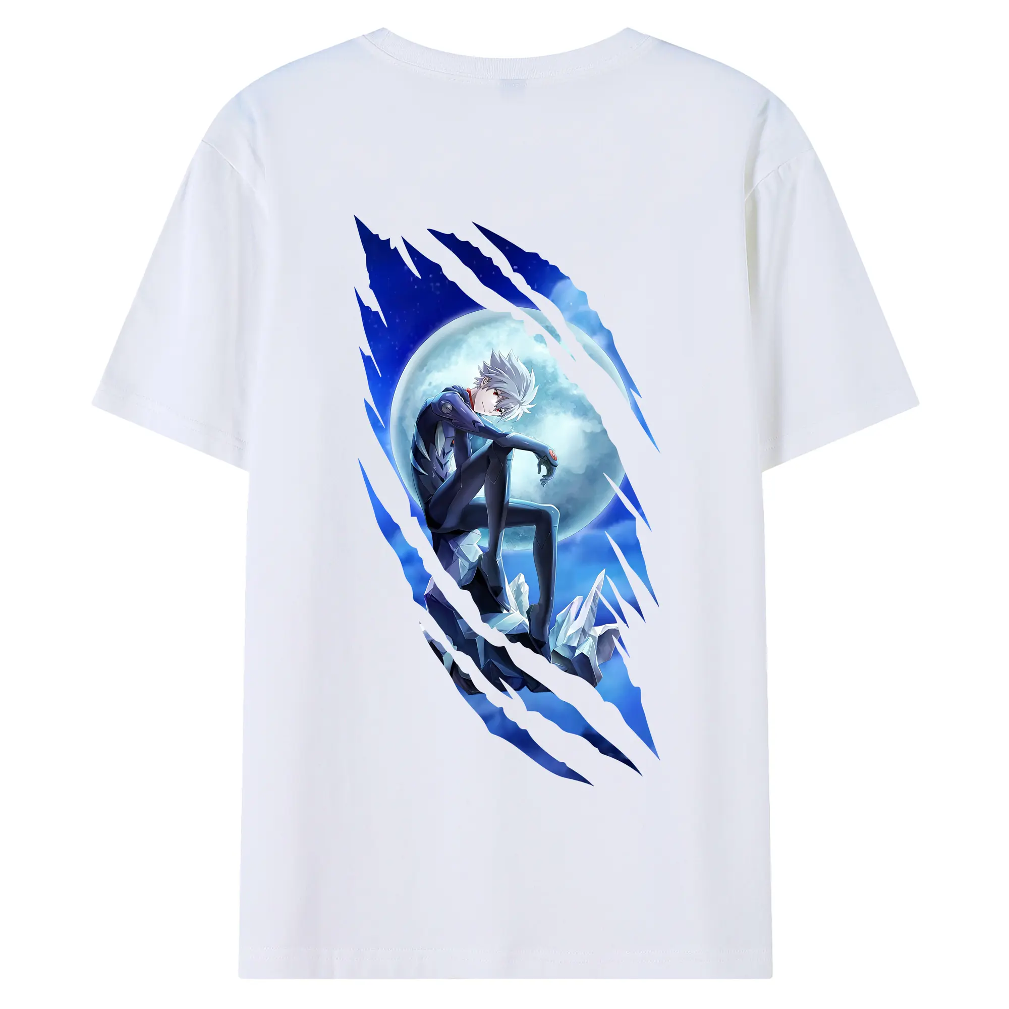 エヴァンゲリオン グッズ,渚カヲル - 綿100％ 半袖Tシャツ ・ バックプリント ・ 快適 通気性 ・ 日常使い 散歩 スポーツ用