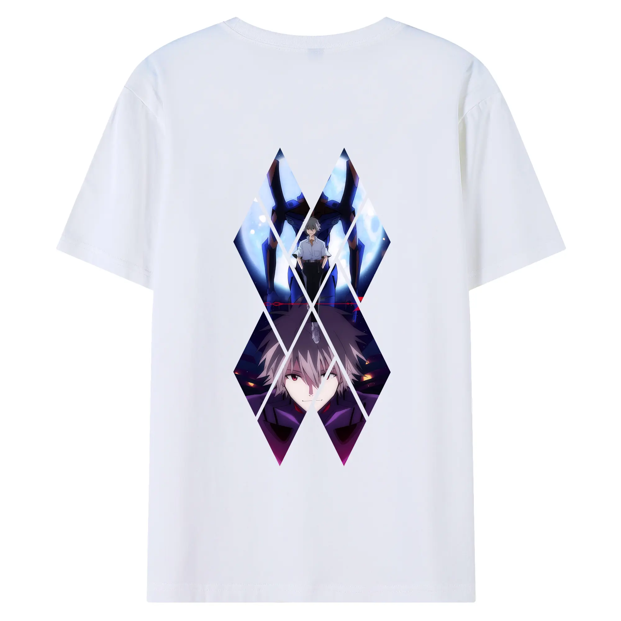 エヴァンゲリオン グッズ,渚カヲル - 綿100％ 半袖Tシャツ ・ バックプリント ・ 快適 通気性 ・ 日常使い 散歩 スポーツ用