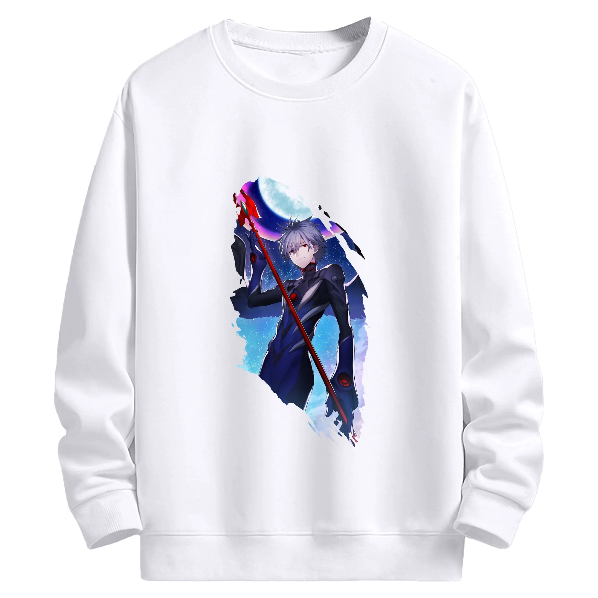 エヴァンゲリオン グッズ,渚カヲル - 高品質 クルーネック スウェット ・ コットン59％ ポリエステル41％ ・ ユニセックス 長袖 トレーナー ・ カジュアル デイリー スポーツ 散歩用