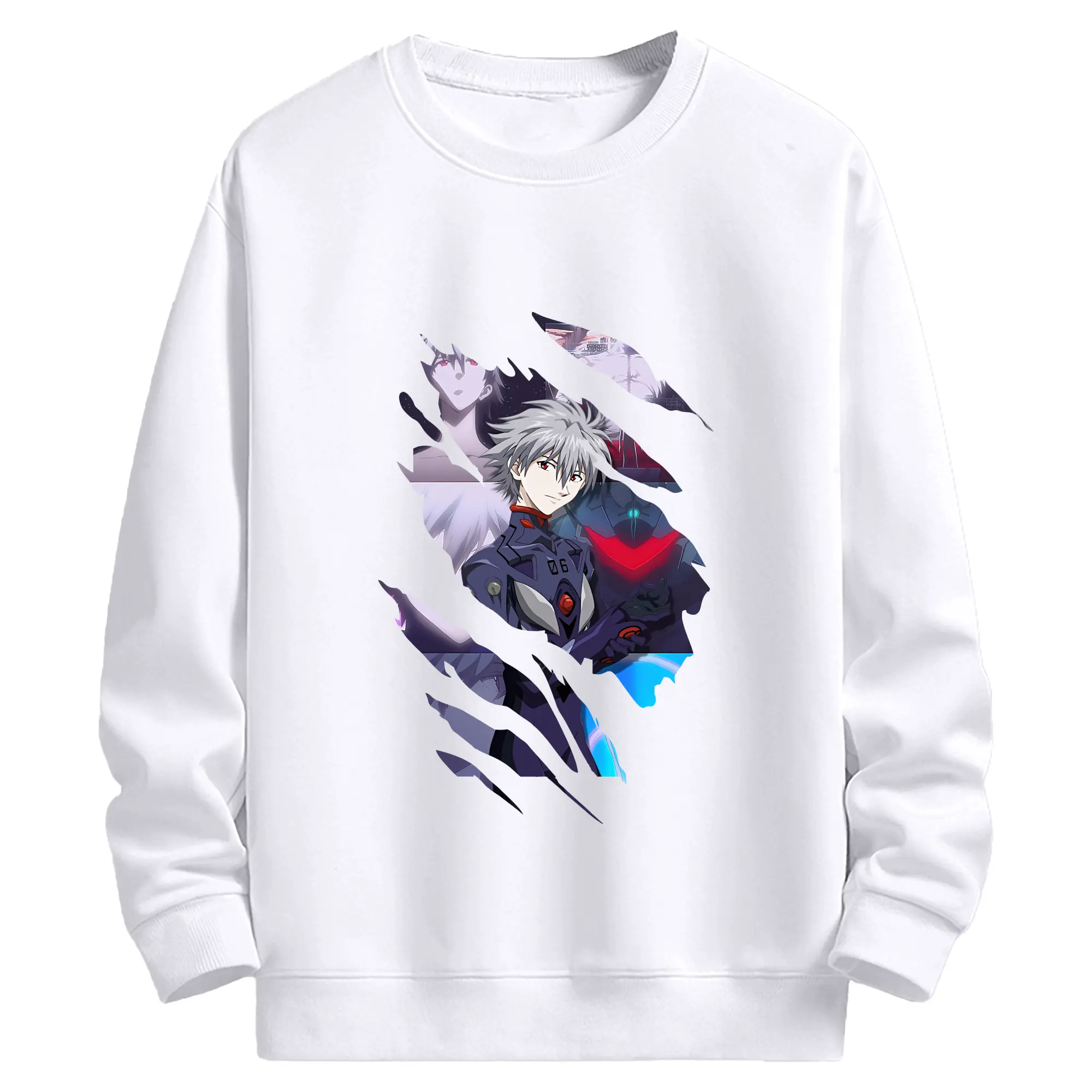 エヴァンゲリオン グッズ,渚カヲル - 高品質 クルーネック スウェット ・ コットン59％ ポリエステル41％ ・ ユニセックス 長袖 トレーナー ・ カジュアル デイリー スポーツ 散歩用