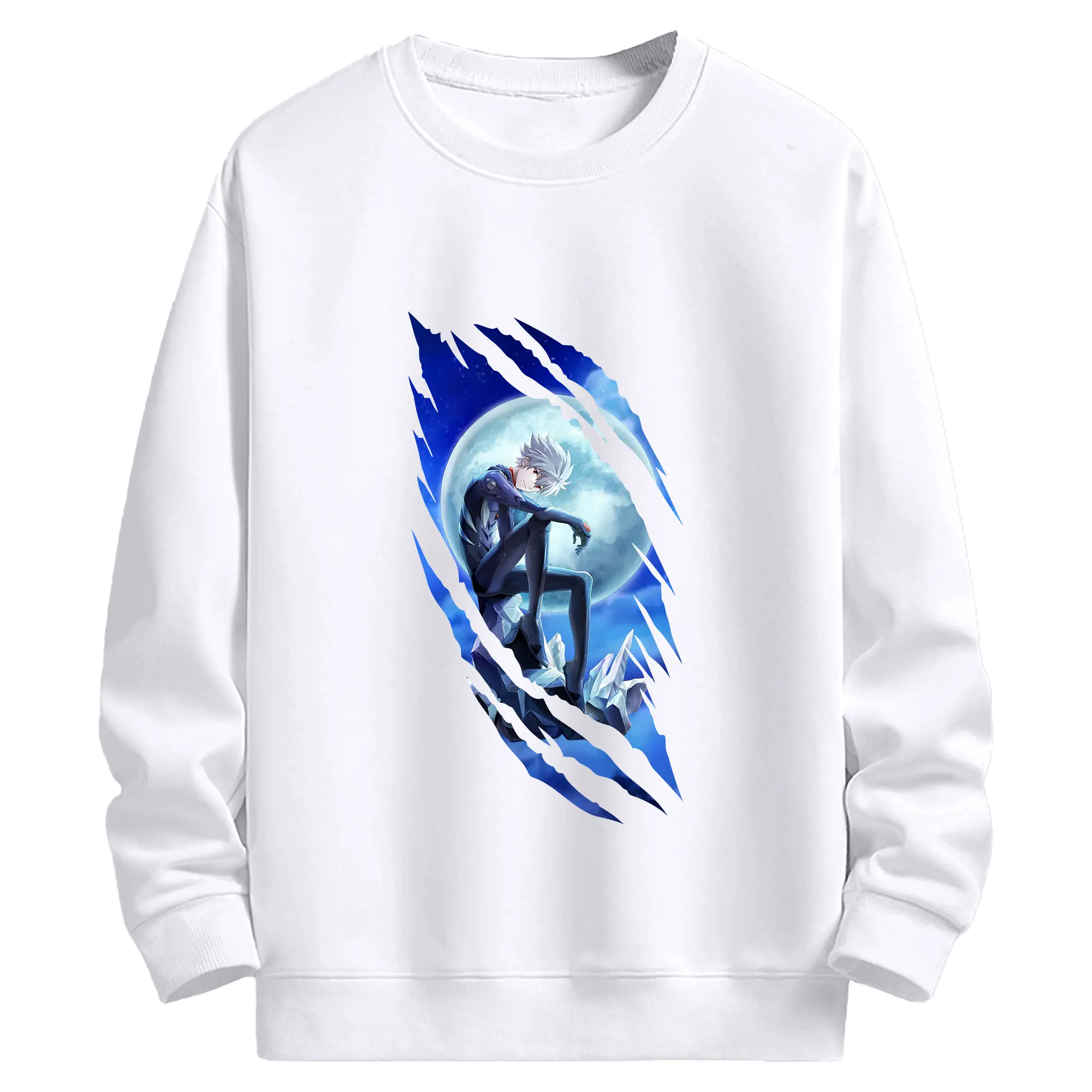 エヴァンゲリオン グッズ,渚カヲル - 高品質 クルーネック スウェット ・ コットン59％ ポリエステル41％ ・ ユニセックス 長袖 トレーナー ・ カジュアル デイリー スポーツ 散歩用