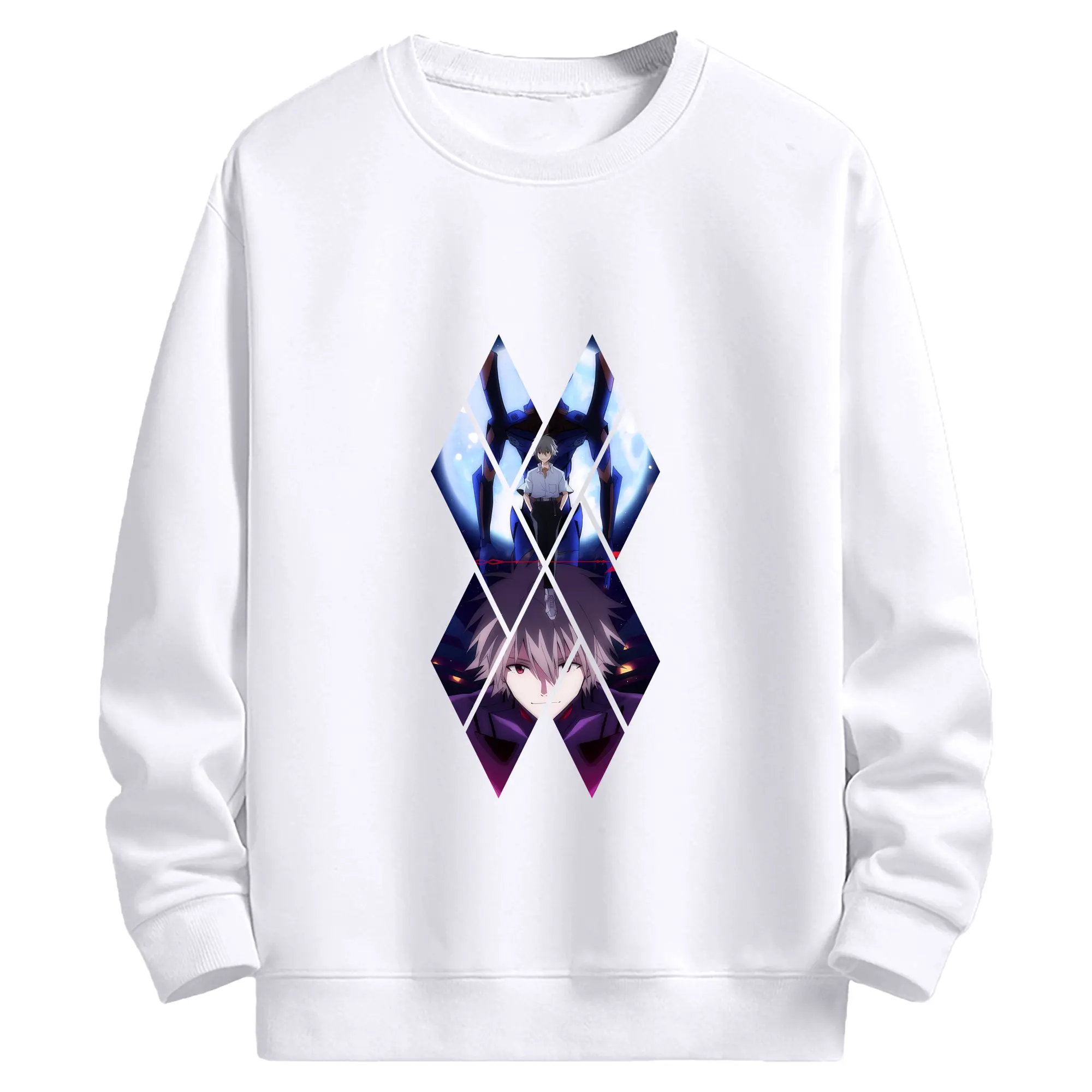 エヴァンゲリオン グッズ,渚カヲル - 高品質 クルーネック スウェット ・ コットン59％ ポリエステル41％ ・ ユニセックス 長袖 トレーナー ・ カジュアル デイリー スポーツ 散歩用