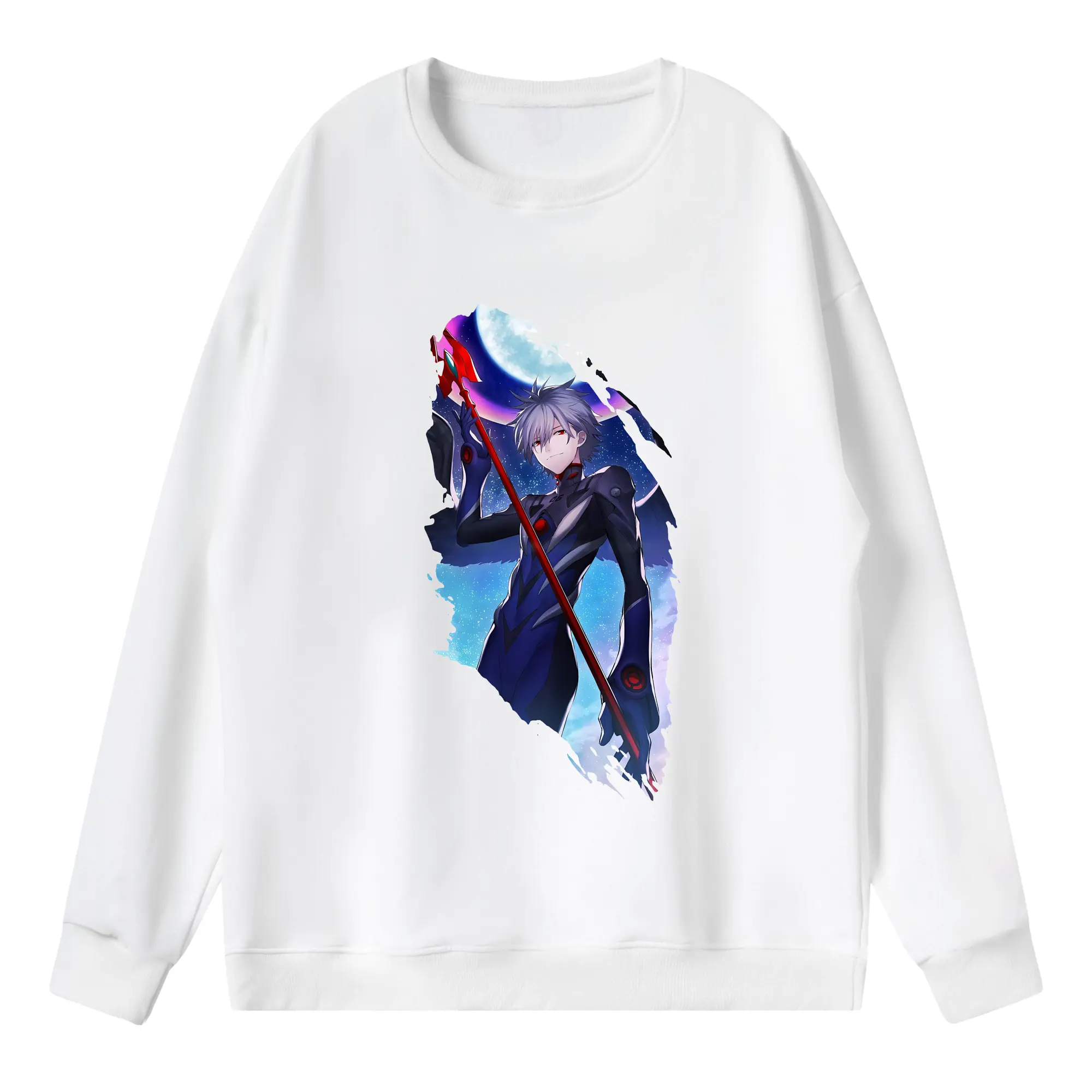 エヴァンゲリオン グッズ,渚カヲル - 薄手 クルーネック スウェット 裏毛260g · ポリエステル 春秋向け カジュアル 男女兼用 · トレーナー デイリー スポーツ 散歩に最適