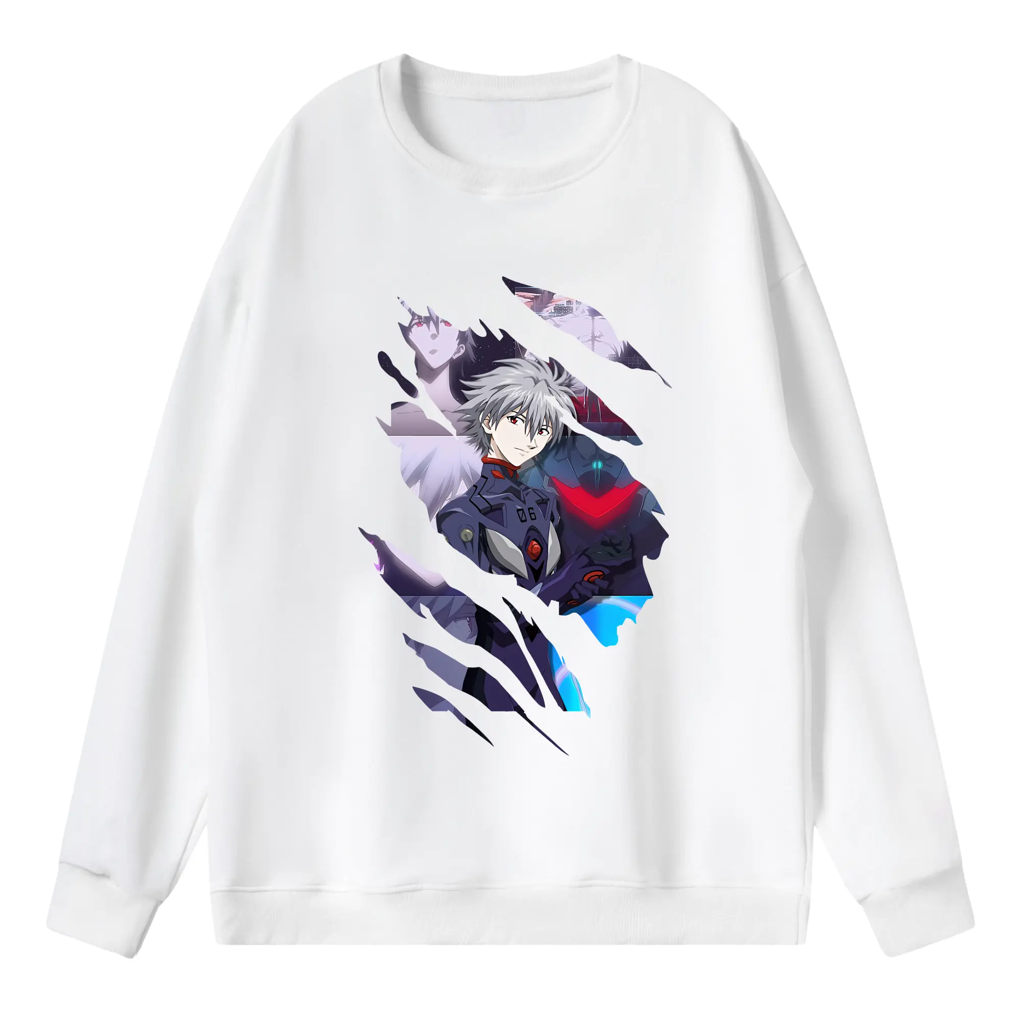 エヴァンゲリオン グッズ,渚カヲル - 薄手 クルーネック スウェット 裏毛260g · ポリエステル 春秋向け カジュアル 男女兼用 · トレーナー デイリー スポーツ 散歩に最適